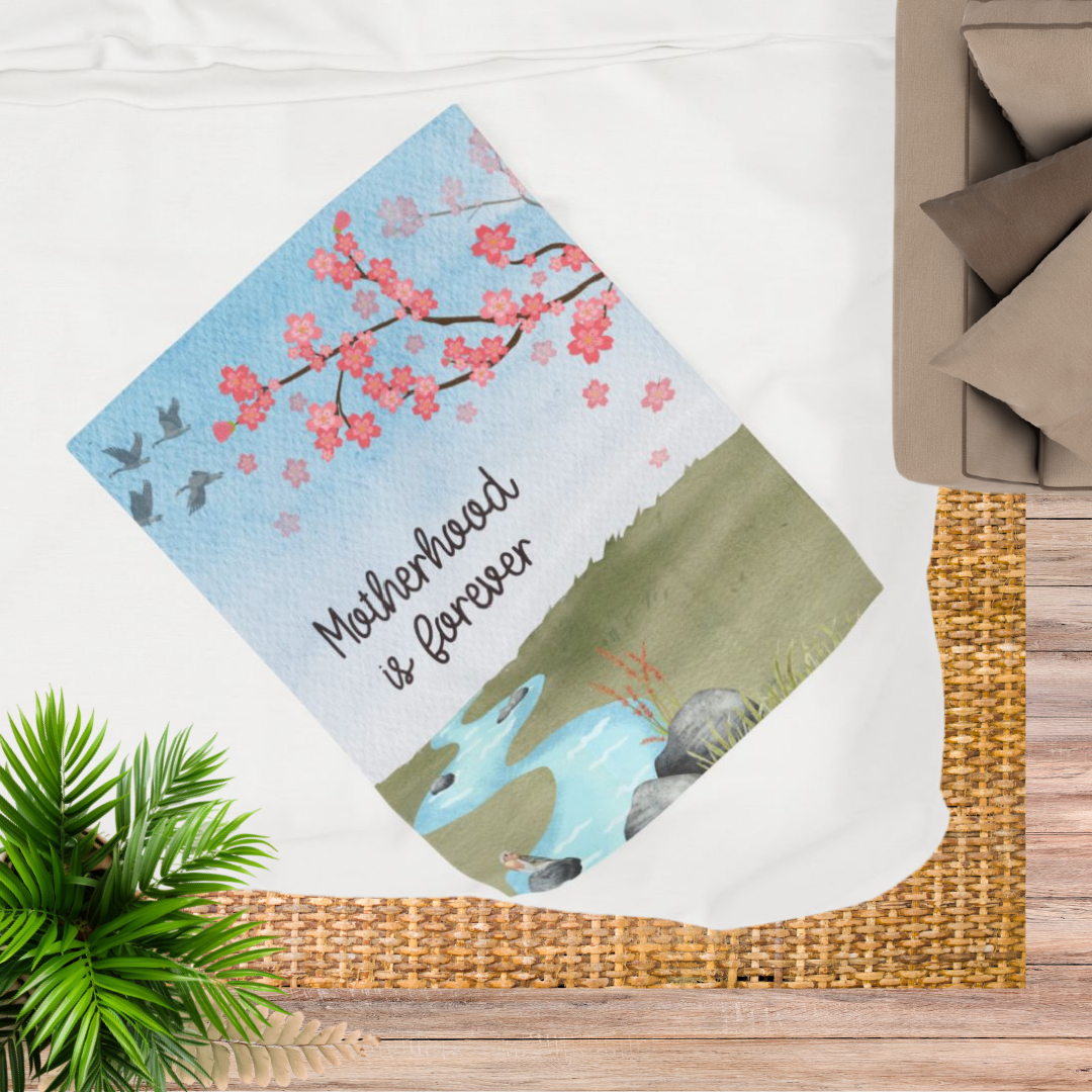 Cherry Blossoms Motherhood/Fatherhood is Forever—I'm a Bereaved Parent (minky velveteen blanket)