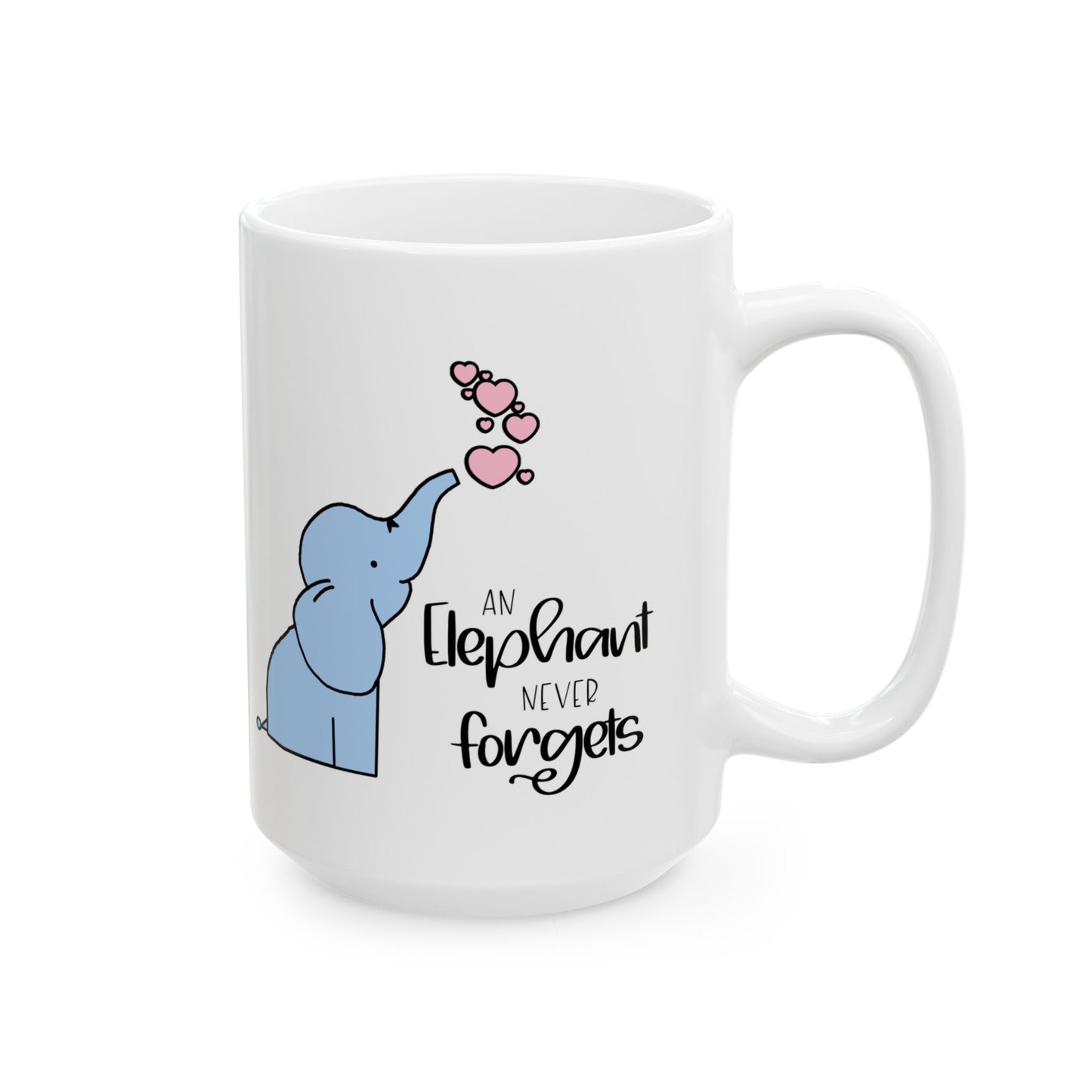 Cartoon Elephant Never Forgets—Baby Loss Remembrance (ceramic coffee mug)