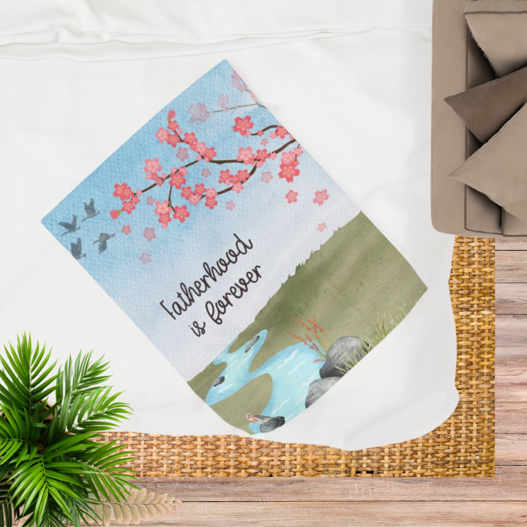 Cherry Blossoms Motherhood/Fatherhood is Forever—I'm a Bereaved Parent (minky velveteen blanket)