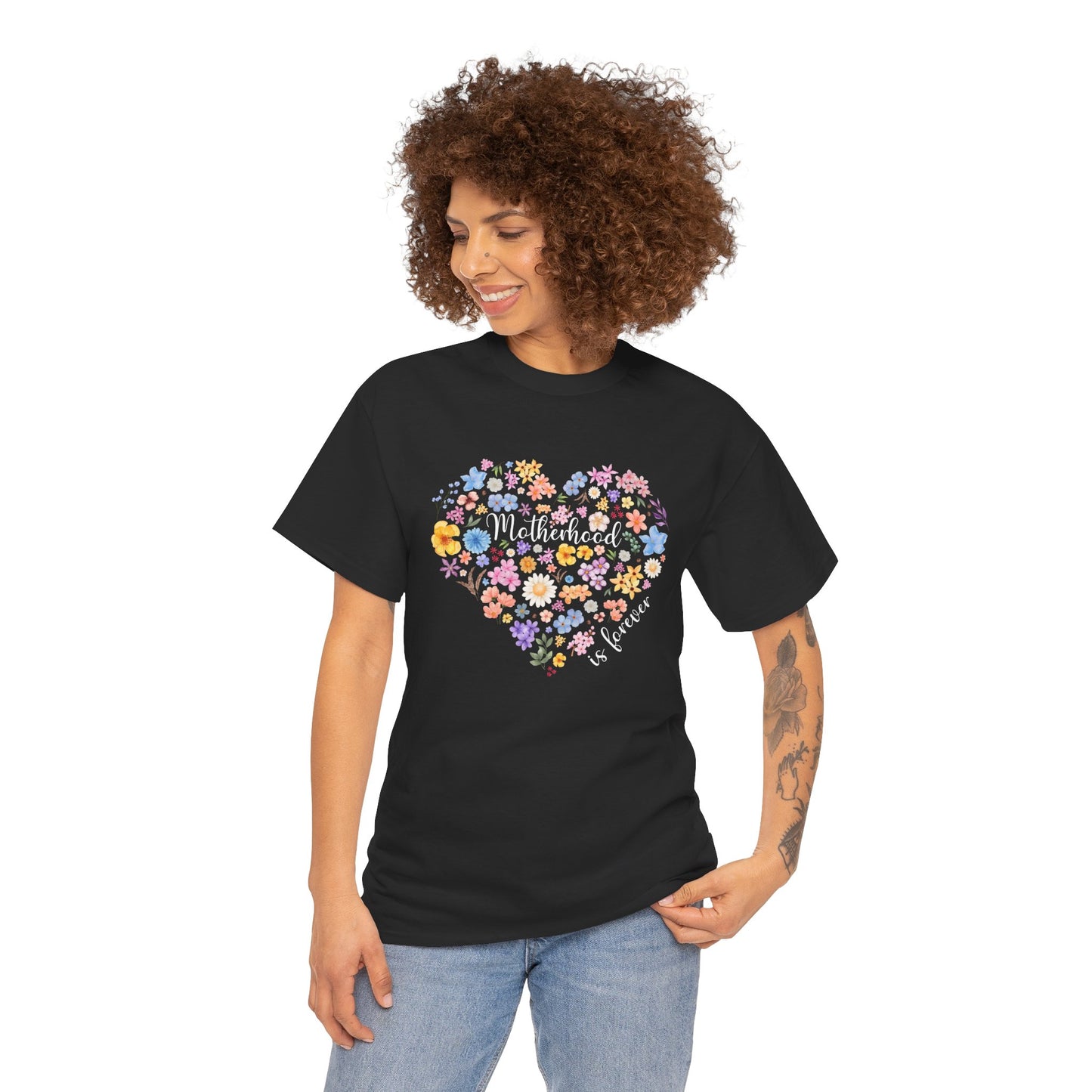 Floral Heart Motherhood/Fatherhood is Forever—Baby Loss Remembrance (unisex t-shirt)