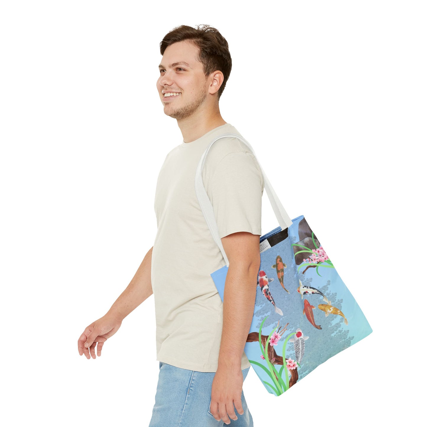 Koi Fish Swimming—Nature Scenery (poly tote bag)