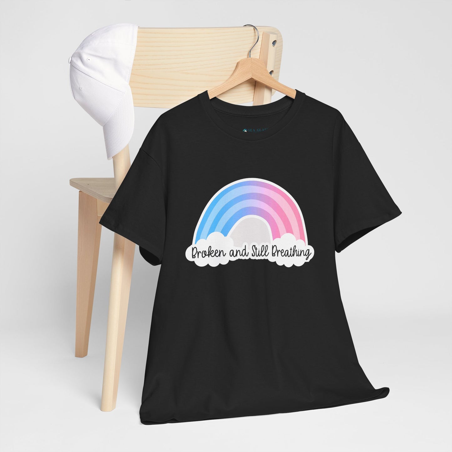 Broken and Still Breathing w/Rainbow design—Life and Authenticity (unisex T-shirt)