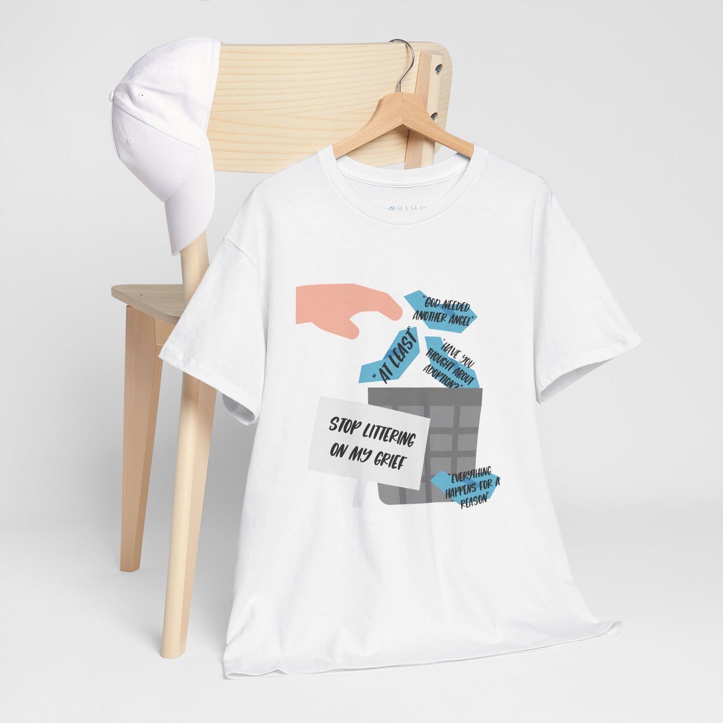 Platitudes in the Trash, Stop Littering on my Grief—Grief Awareness and Education (unisex t-shirt)