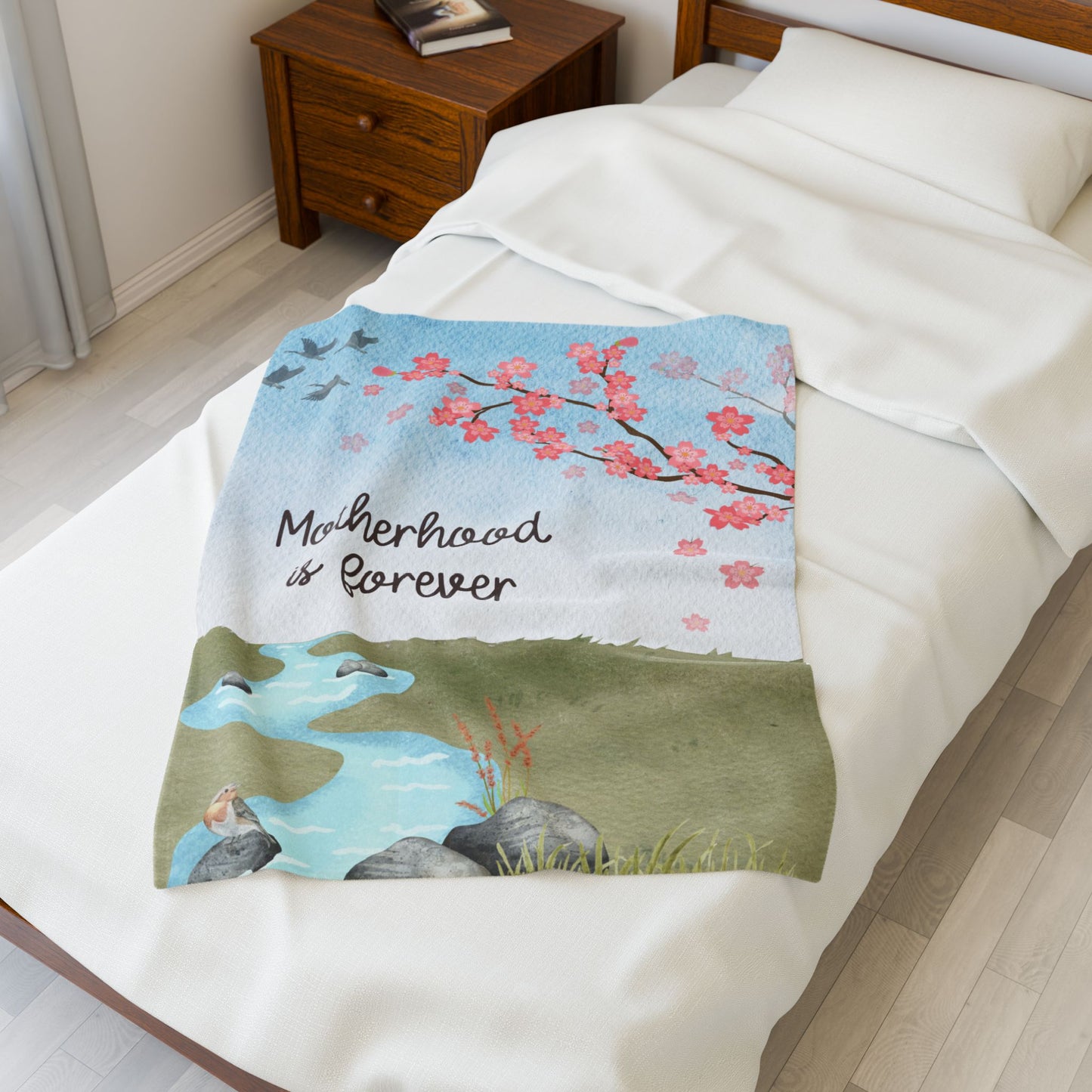 Cherry Blossoms Motherhood/Fatherhood is Forever—I'm a Bereaved Parent (minky velveteen blanket)