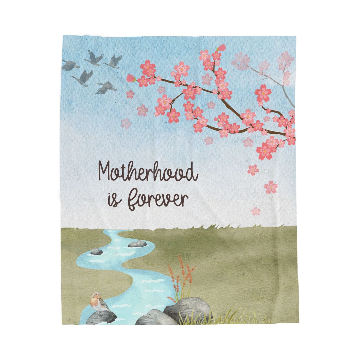 Cherry Blossoms Motherhood/Fatherhood is Forever—I'm a Bereaved Parent (minky velveteen blanket)