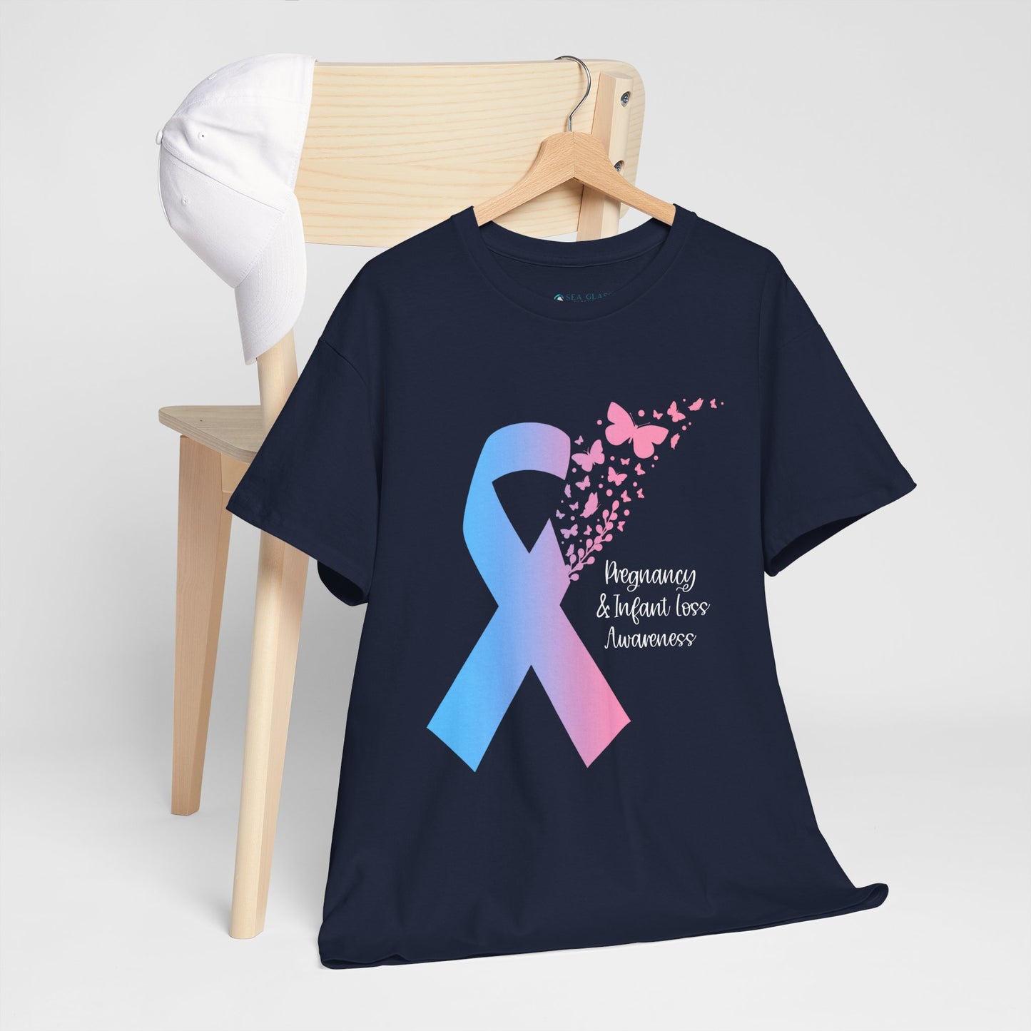 PAIL Awareness Ribbon with Butterflies—Baby Loss Awareness and Remembrance (unisex t-shirt)