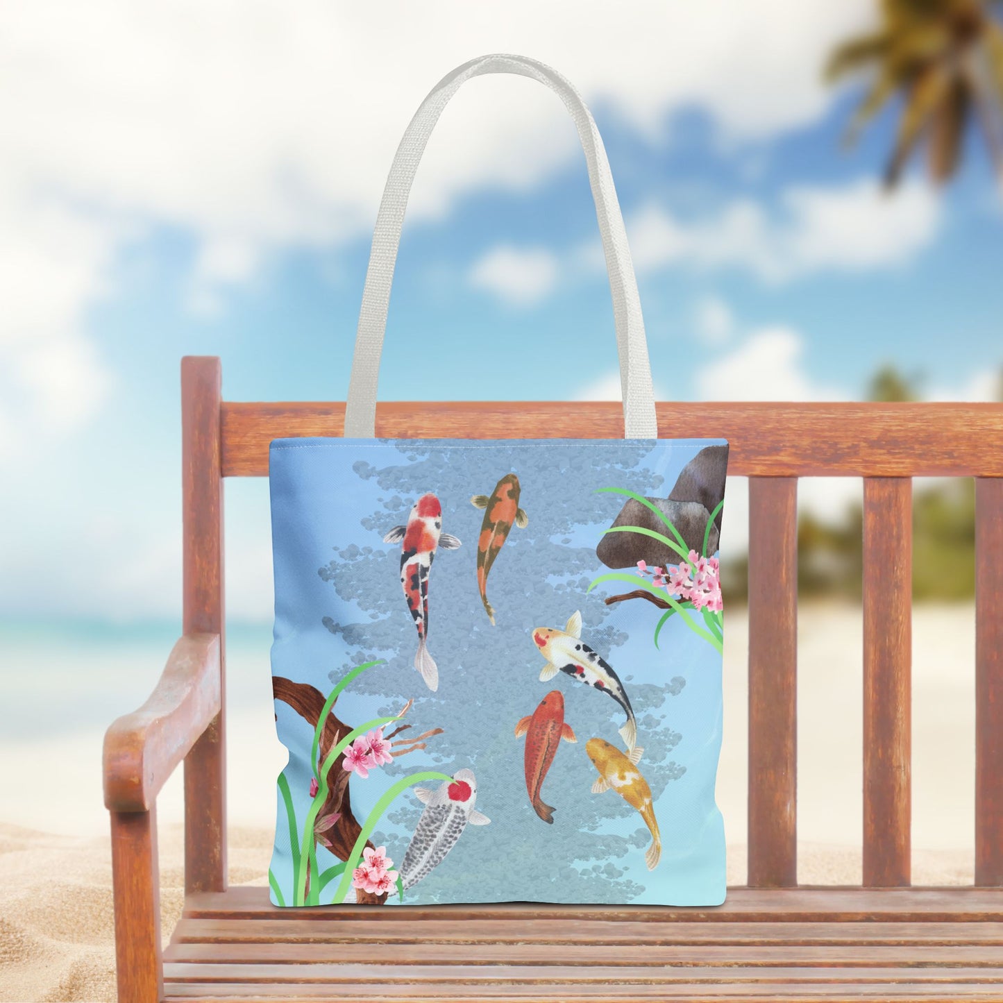 Koi Fish Swimming—Nature Scenery (poly tote bag)