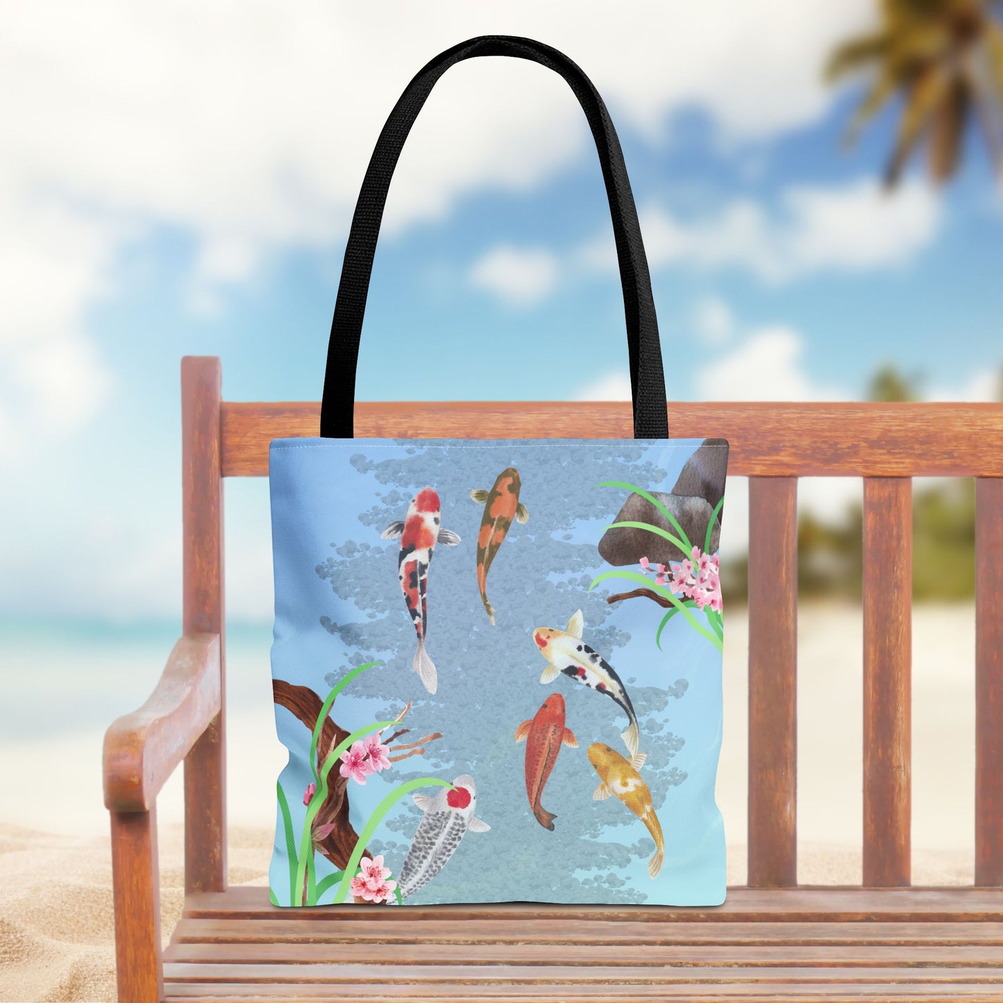 Koi Fish Swimming—Nature Scenery (poly tote bag)
