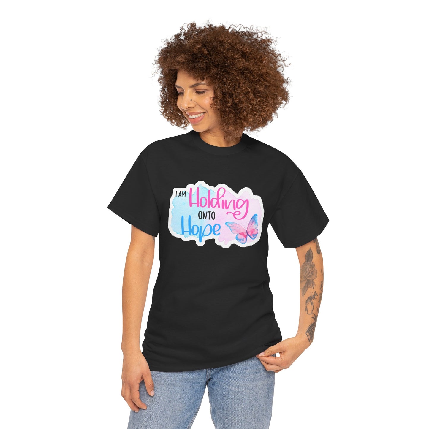 I am Holding onto Hope w/Butterfly—Life after Pregnancy Loss (unisex T-shirt)