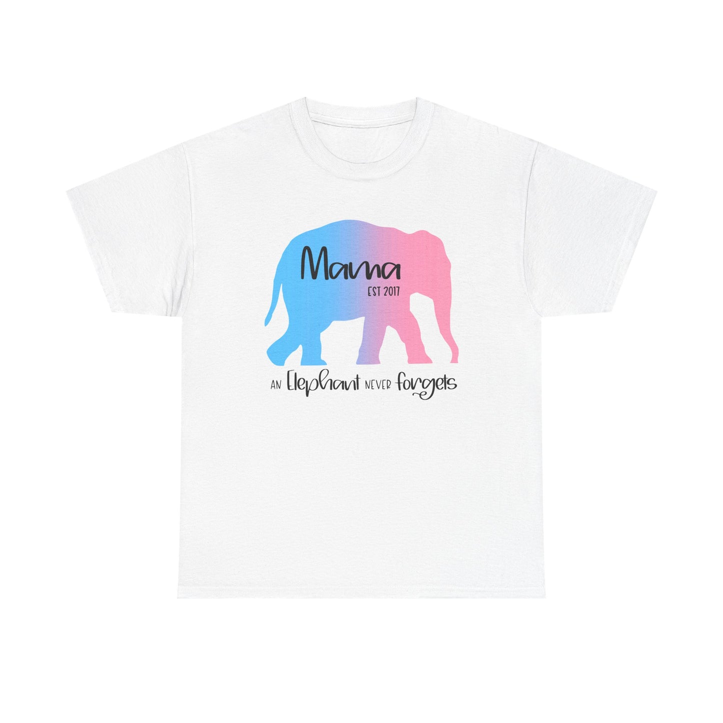 Mama/Papa Est Year Elephant Never Forgets—Baby Loss Remembrance (unisex t-shirt)