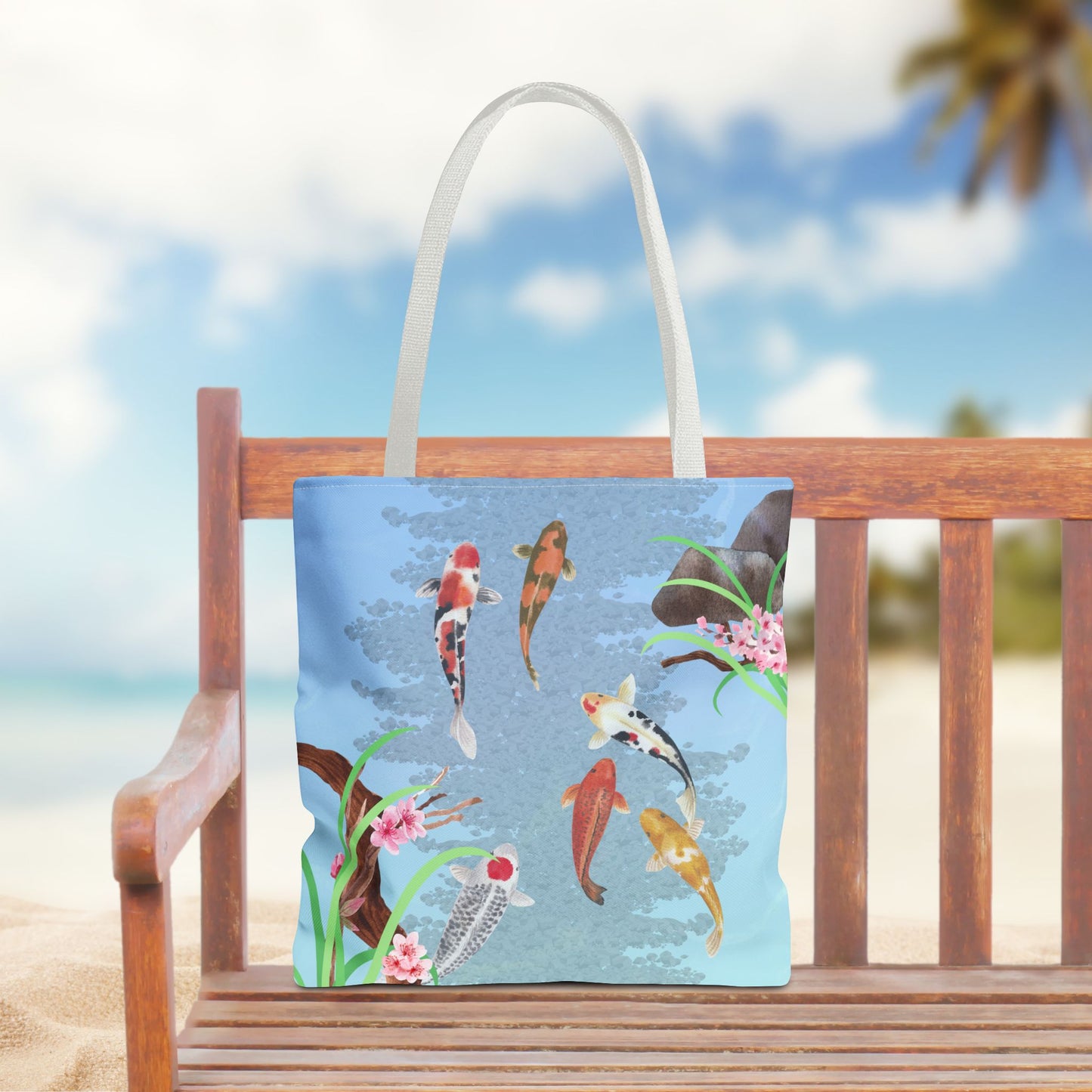 Koi Fish Swimming—Nature Scenery (poly tote bag)
