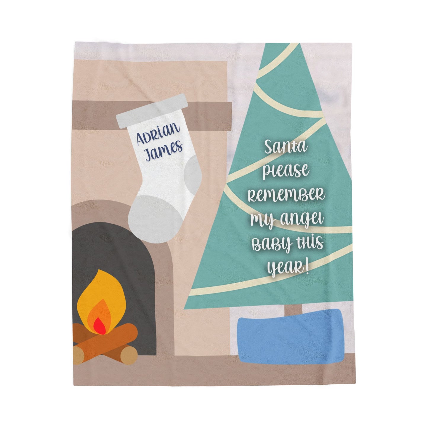 Santa please remember my angel baby w/Tree, Personalizable w/Name—Baby Loss Remembrance (minky velveteen blanket)