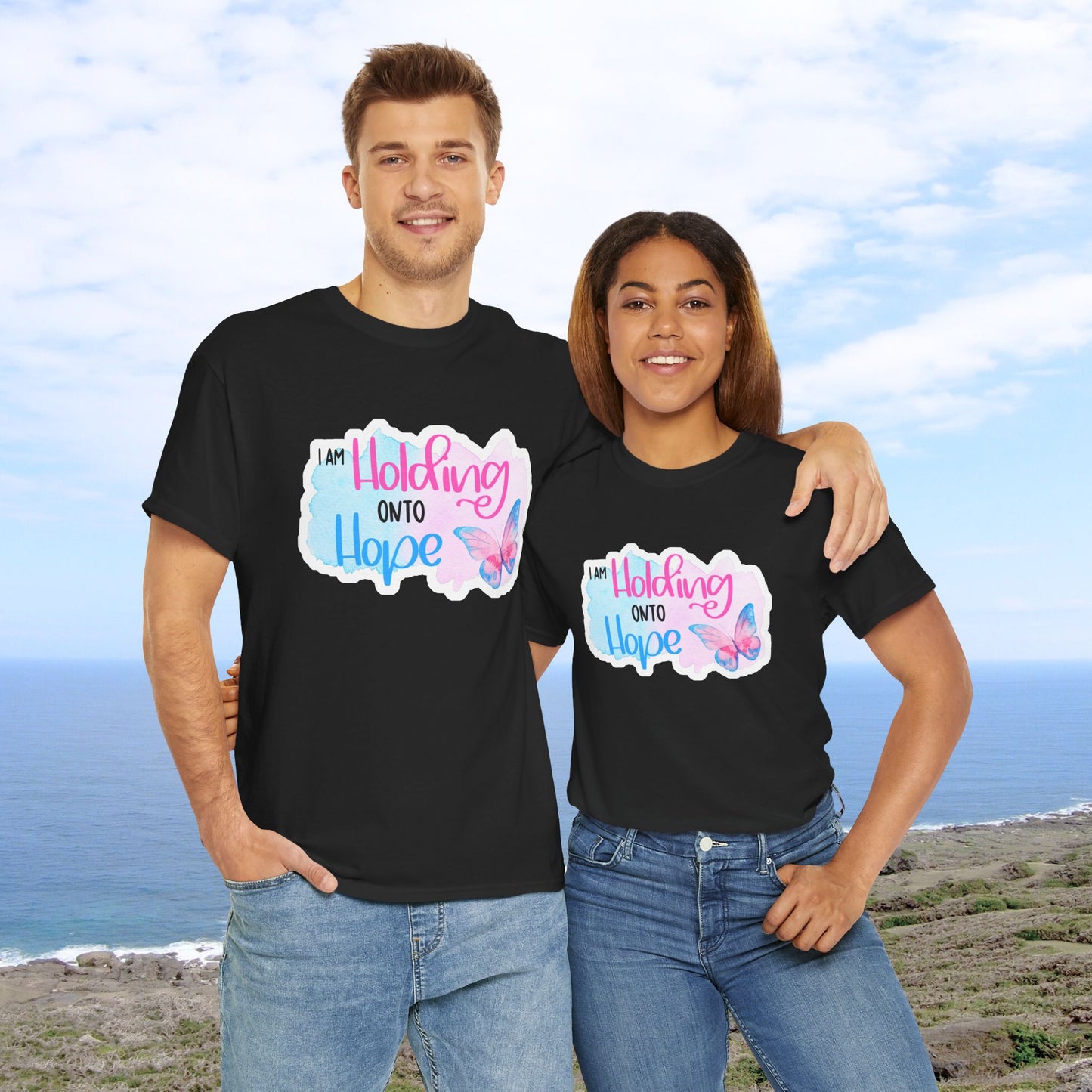 I am Holding onto Hope w/Butterfly—Life after Pregnancy Loss (unisex T-shirt)