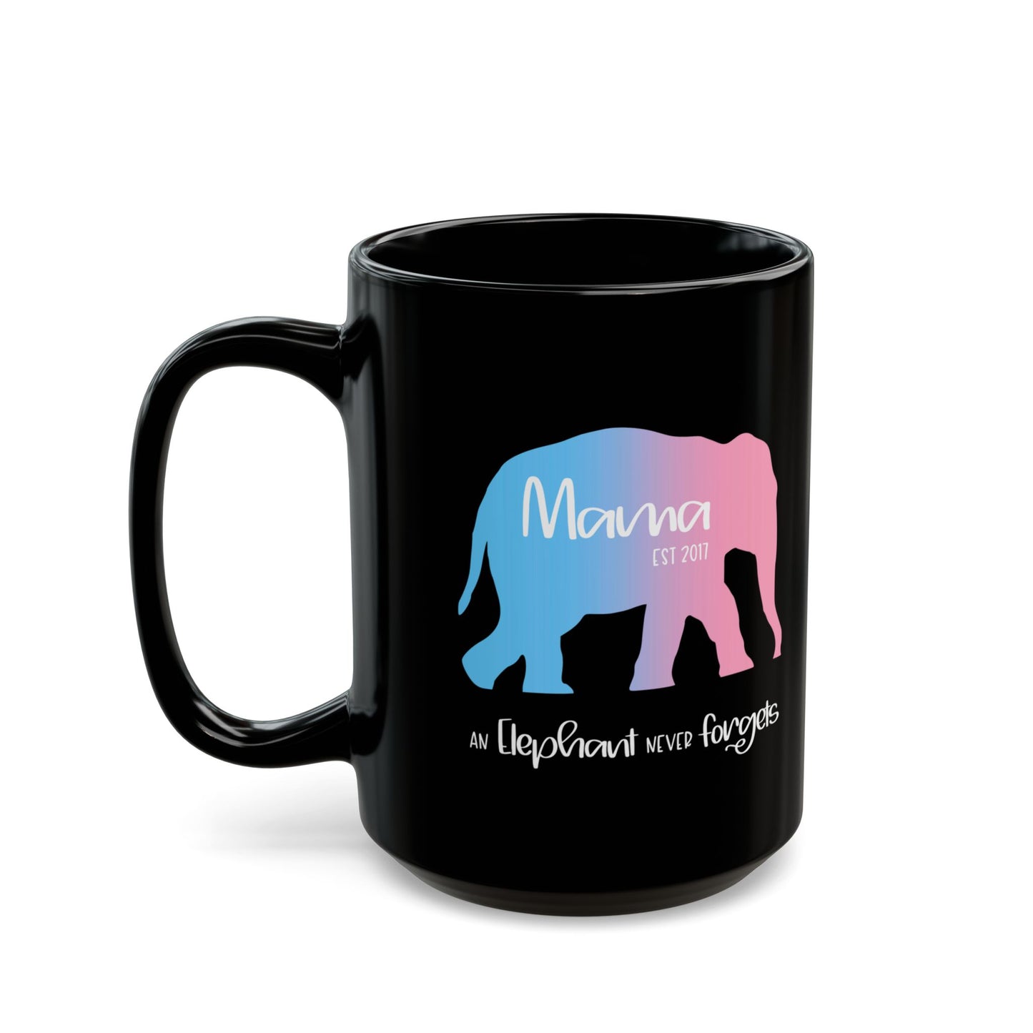 Mama/Papa Est Year Elephant Never Forgets—Baby Loss Remembrance (ceramic coffee mug)
