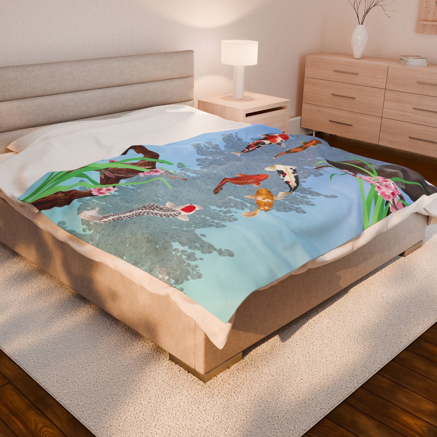 Koi Fish Swimming—Nature Scenery (minky velveteen blanket)