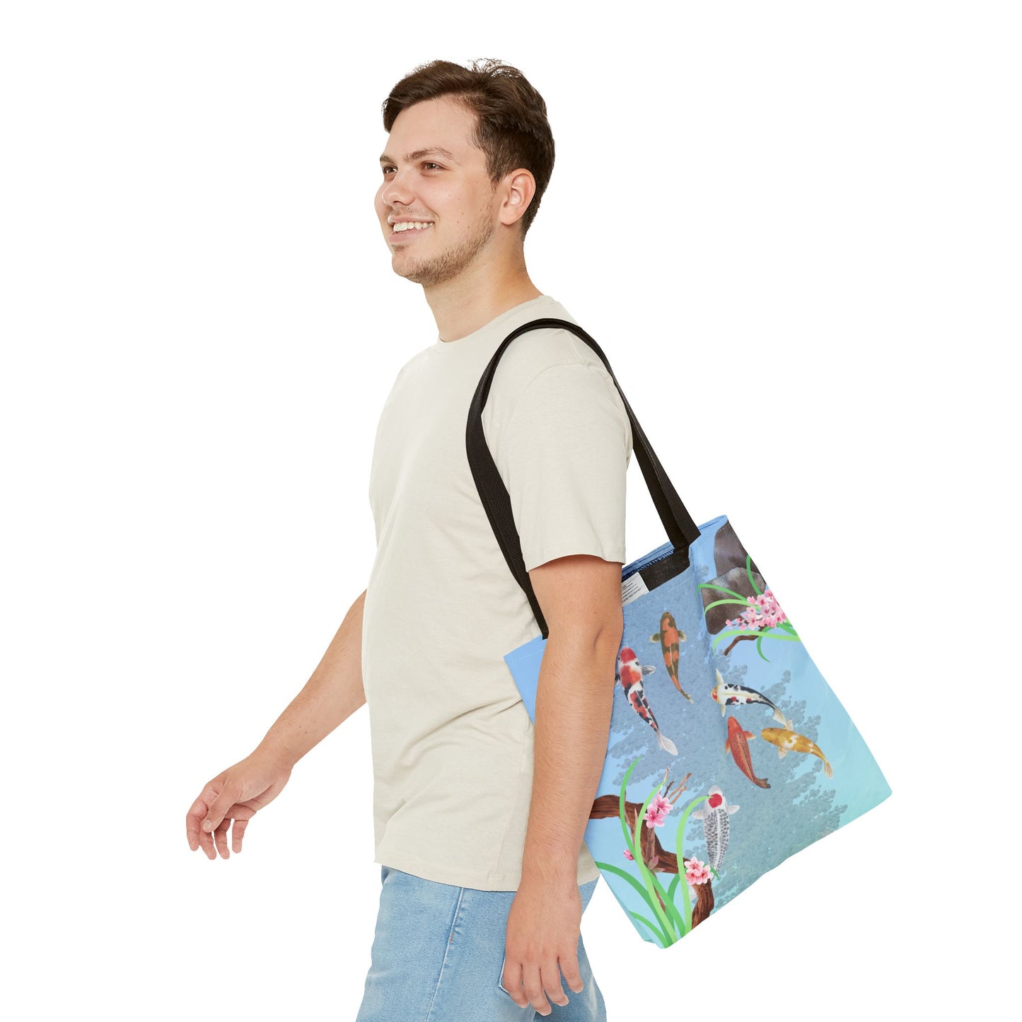 Koi Fish Swimming—Nature Scenery (poly tote bag)