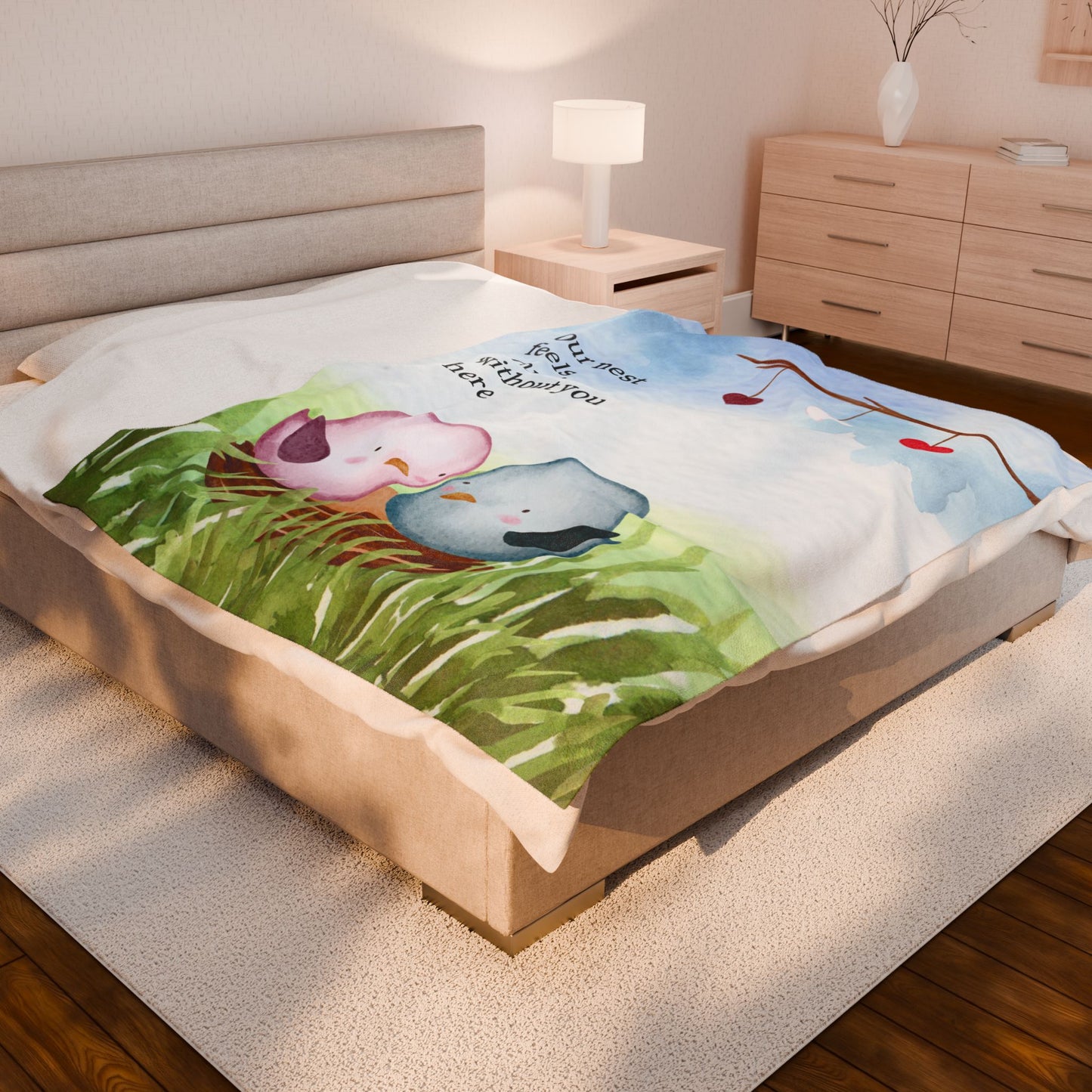 Our nest feels emptier without you here—Baby Loss Remembrance (minky velveteen blanket)