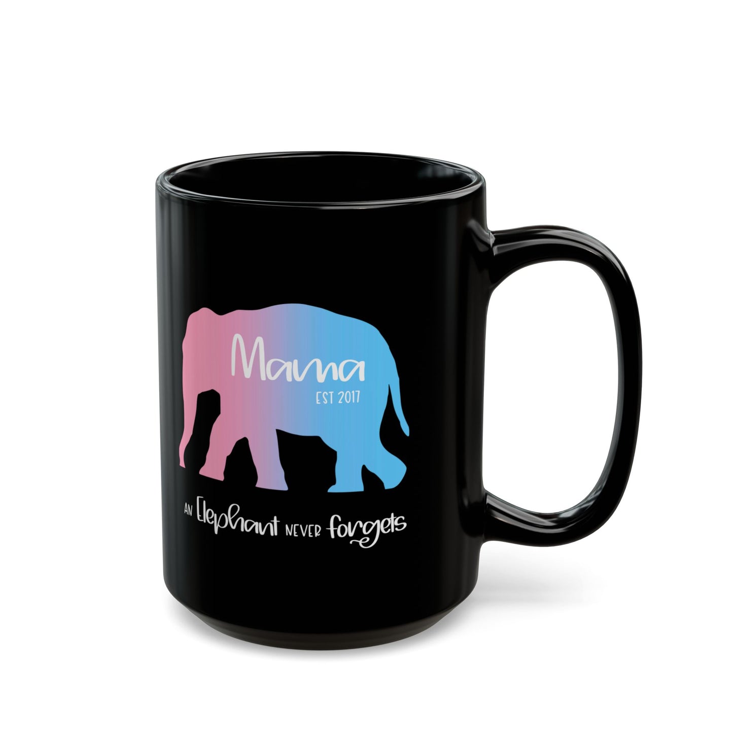 Mama/Papa Est Year Elephant Never Forgets—Baby Loss Remembrance (ceramic coffee mug)