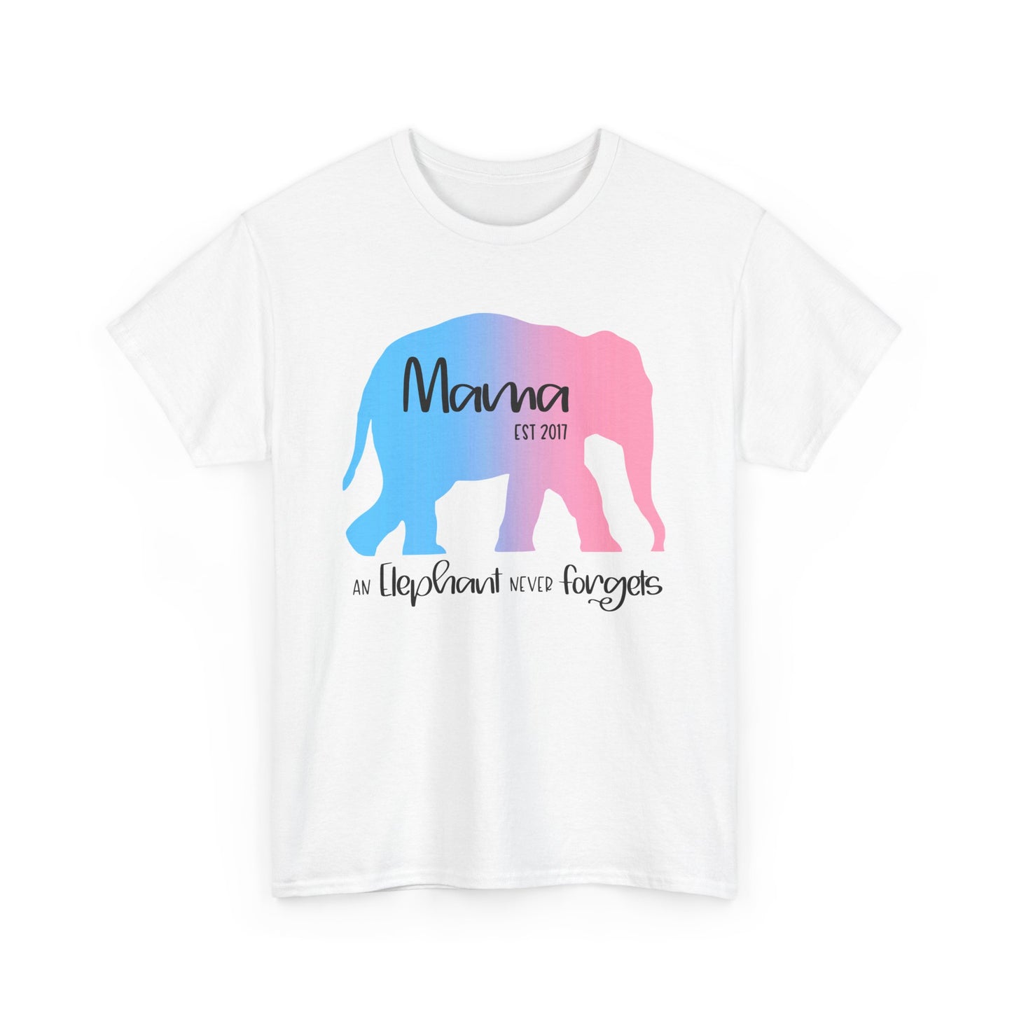 Mama/Papa Est Year Elephant Never Forgets—Baby Loss Remembrance (unisex t-shirt)