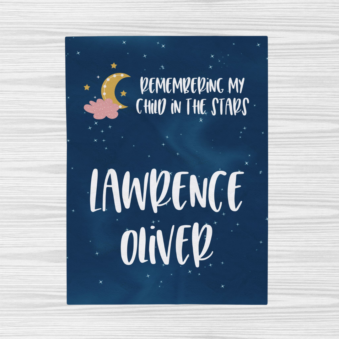 Remembering my Child in the Stars, Personalizable w/Name—Baby Loss Remembrance (minky velveteen blanket)