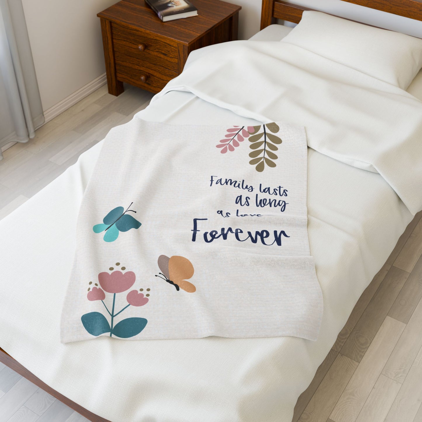 Family lasts as long as love—Forever…Baby Loss Remembrance (minky velveteen blanket)