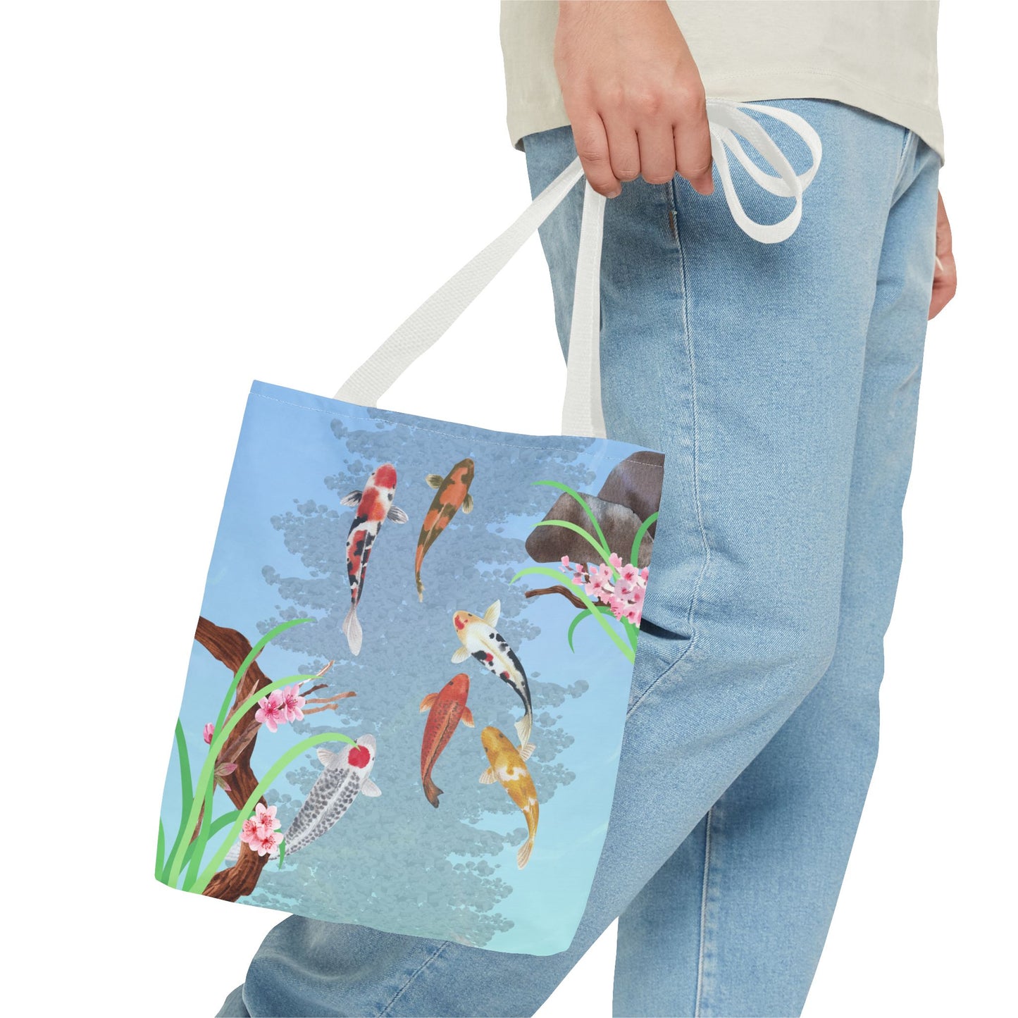 Koi Fish Swimming—Nature Scenery (poly tote bag)