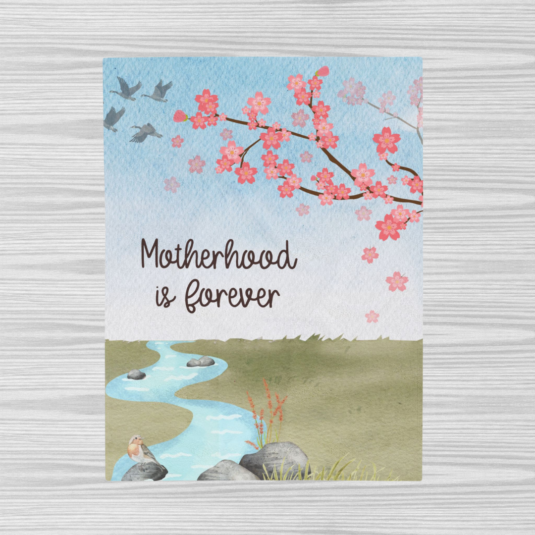Cherry Blossoms Motherhood/Fatherhood is Forever—I'm a Bereaved Parent (minky velveteen blanket)