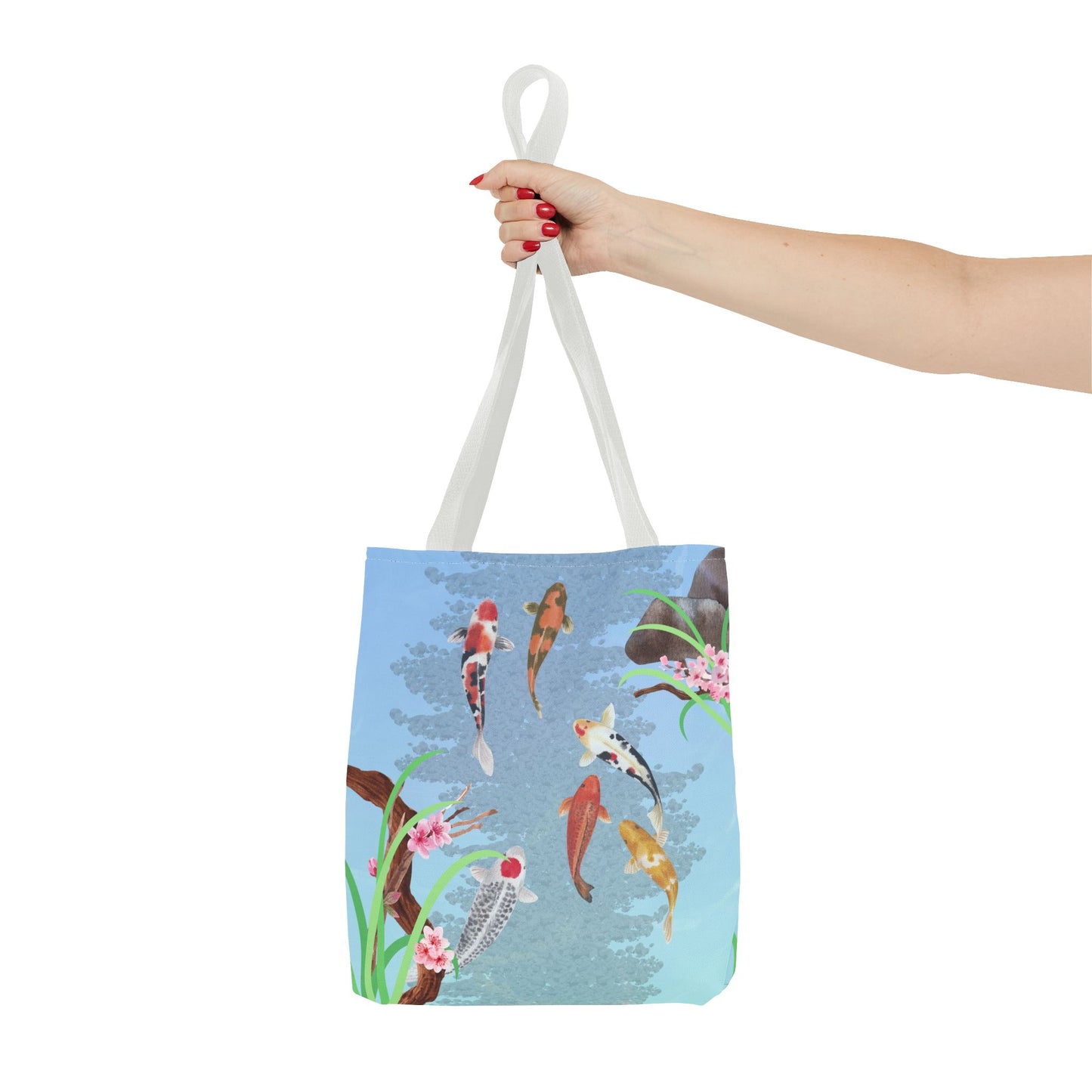 Koi Fish Swimming—Nature Scenery (poly tote bag)