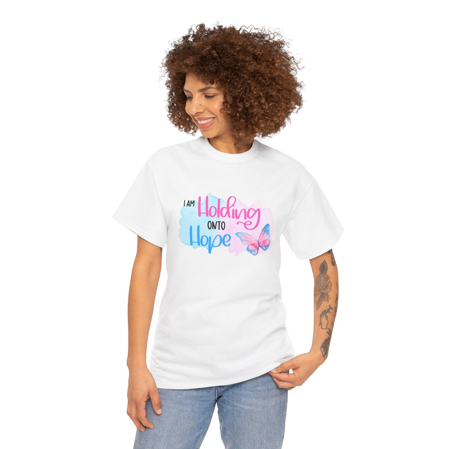 I am Holding onto Hope w/Butterfly—Life after Pregnancy Loss (unisex T-shirt)