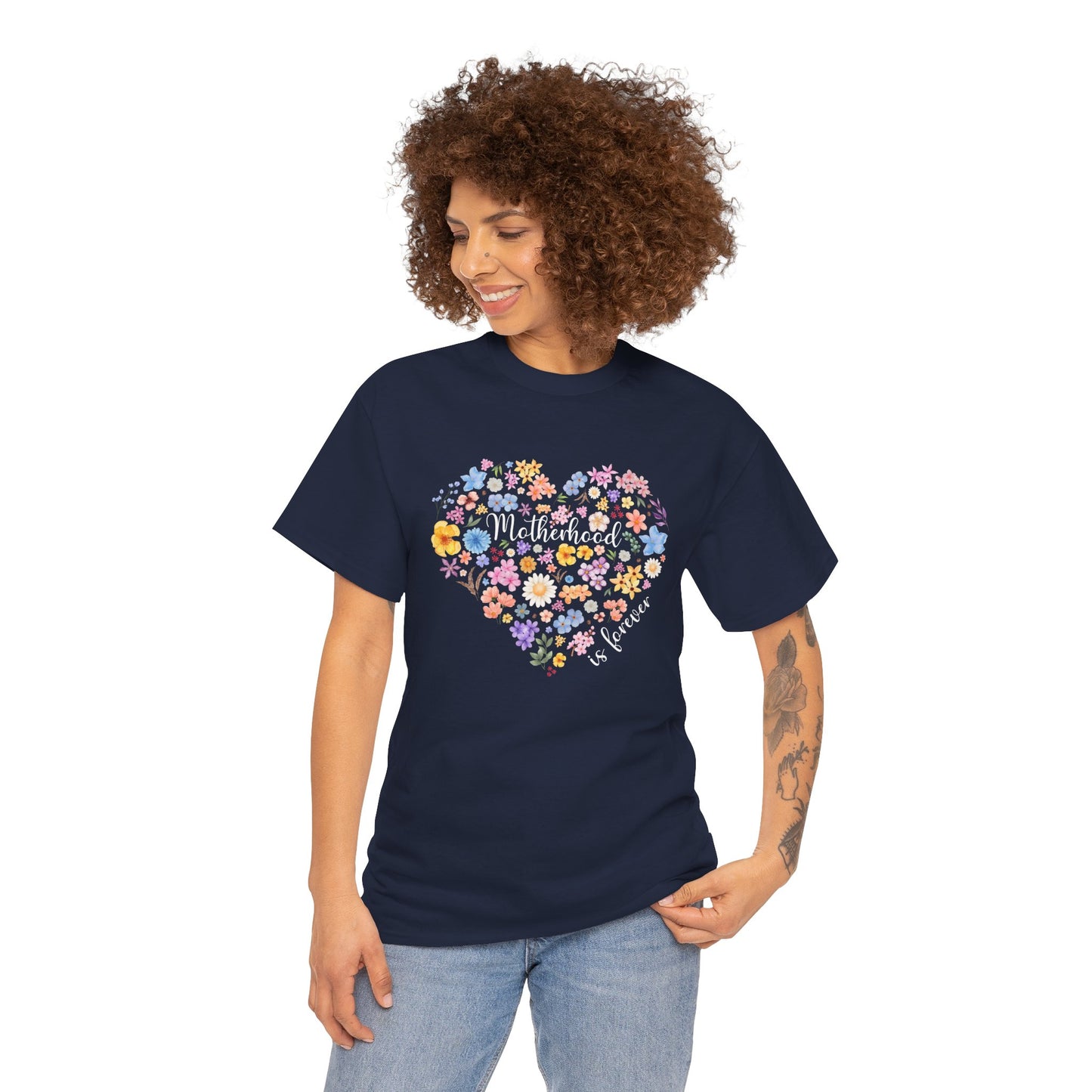 Floral Heart Motherhood/Fatherhood is Forever—Baby Loss Remembrance (unisex t-shirt)