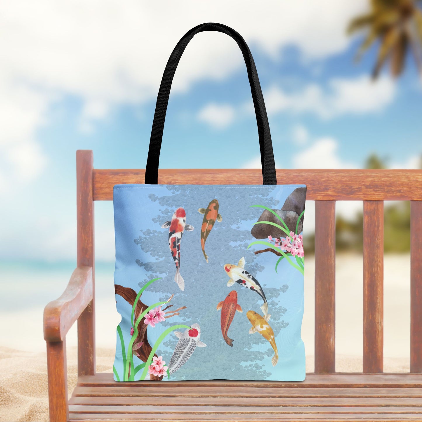 Koi Fish Swimming—Nature Scenery (poly tote bag)