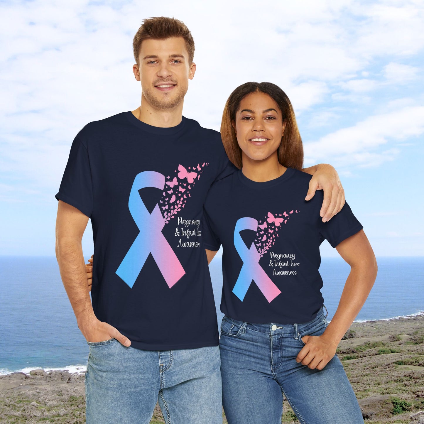PAIL Awareness Ribbon with Butterflies—Baby Loss Awareness and Remembrance (unisex t-shirt)