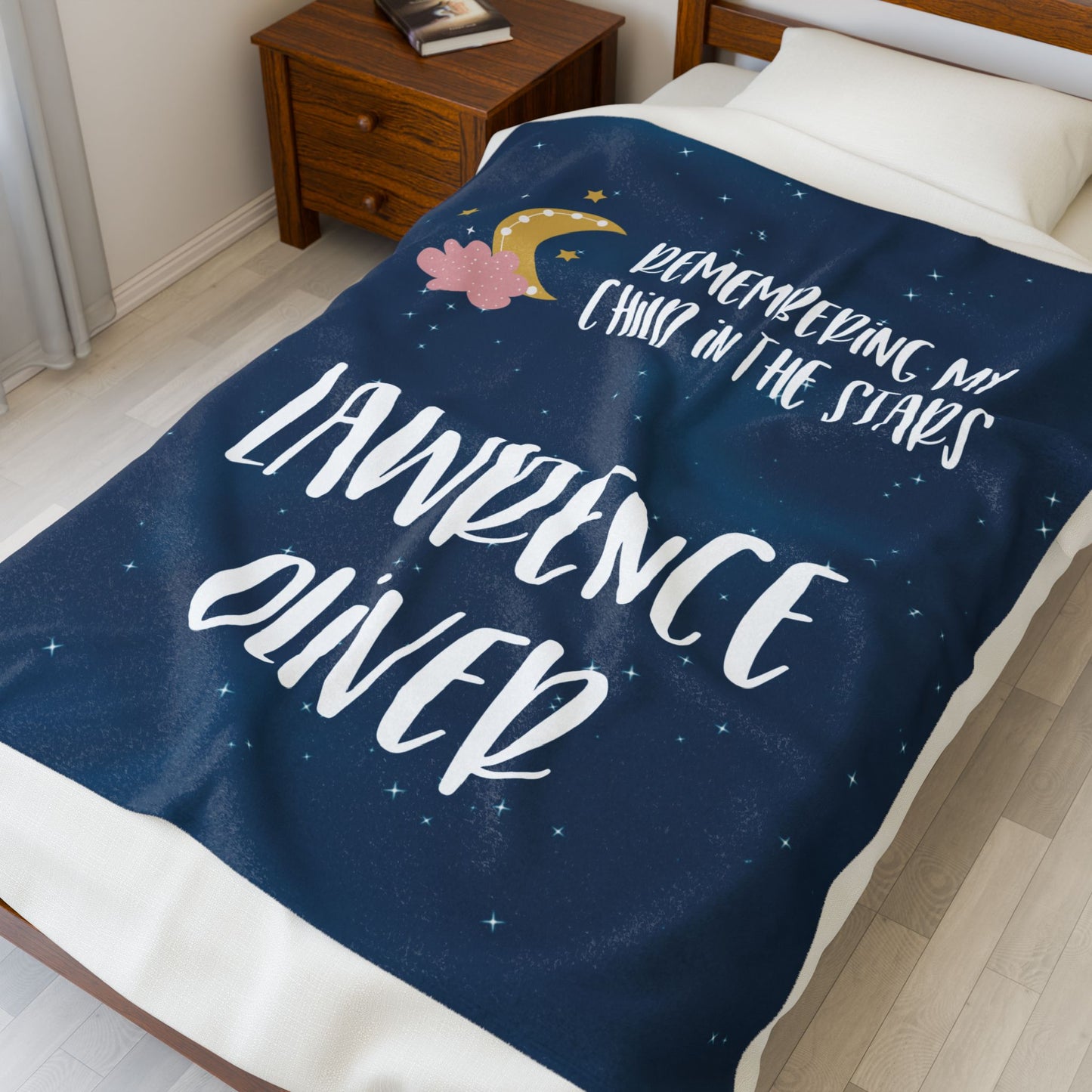 Remembering my Child in the Stars, Personalizable w/Name—Baby Loss Remembrance (minky velveteen blanket)