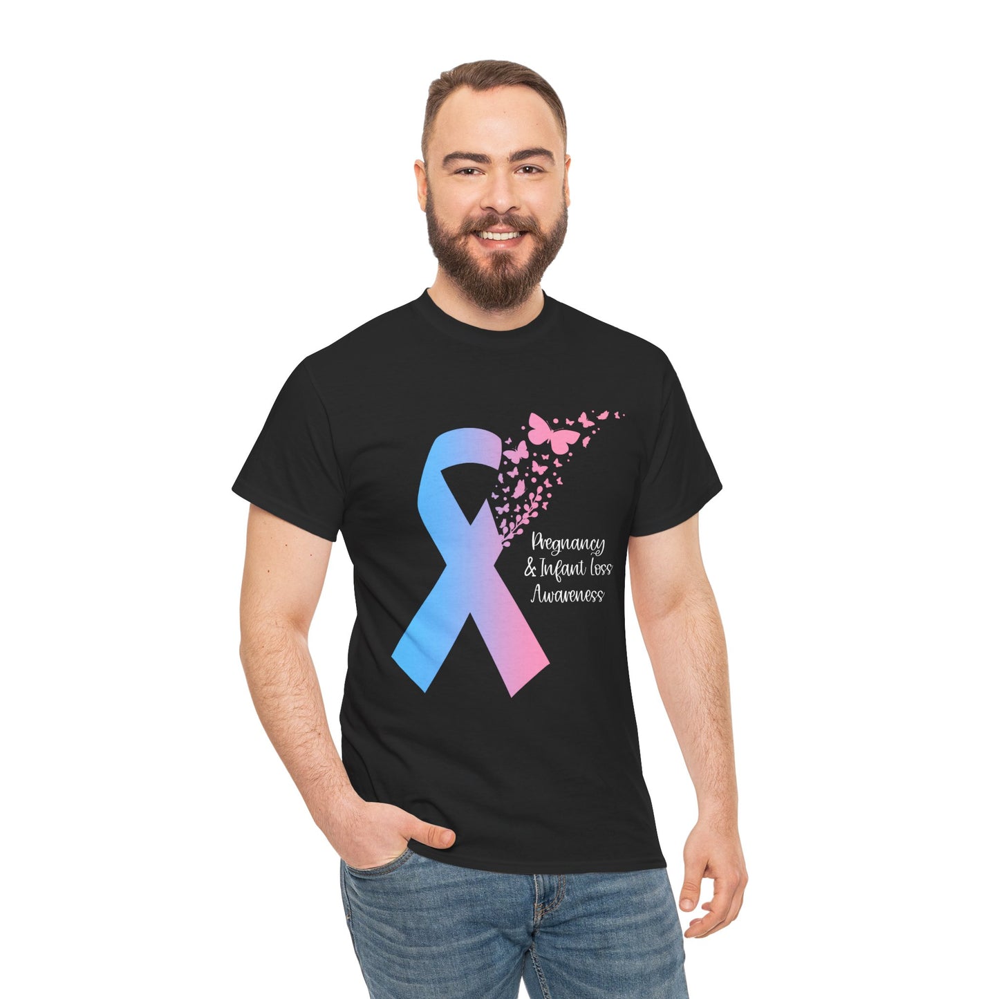 PAIL Awareness Ribbon with Butterflies—Baby Loss Awareness and Remembrance (unisex t-shirt)