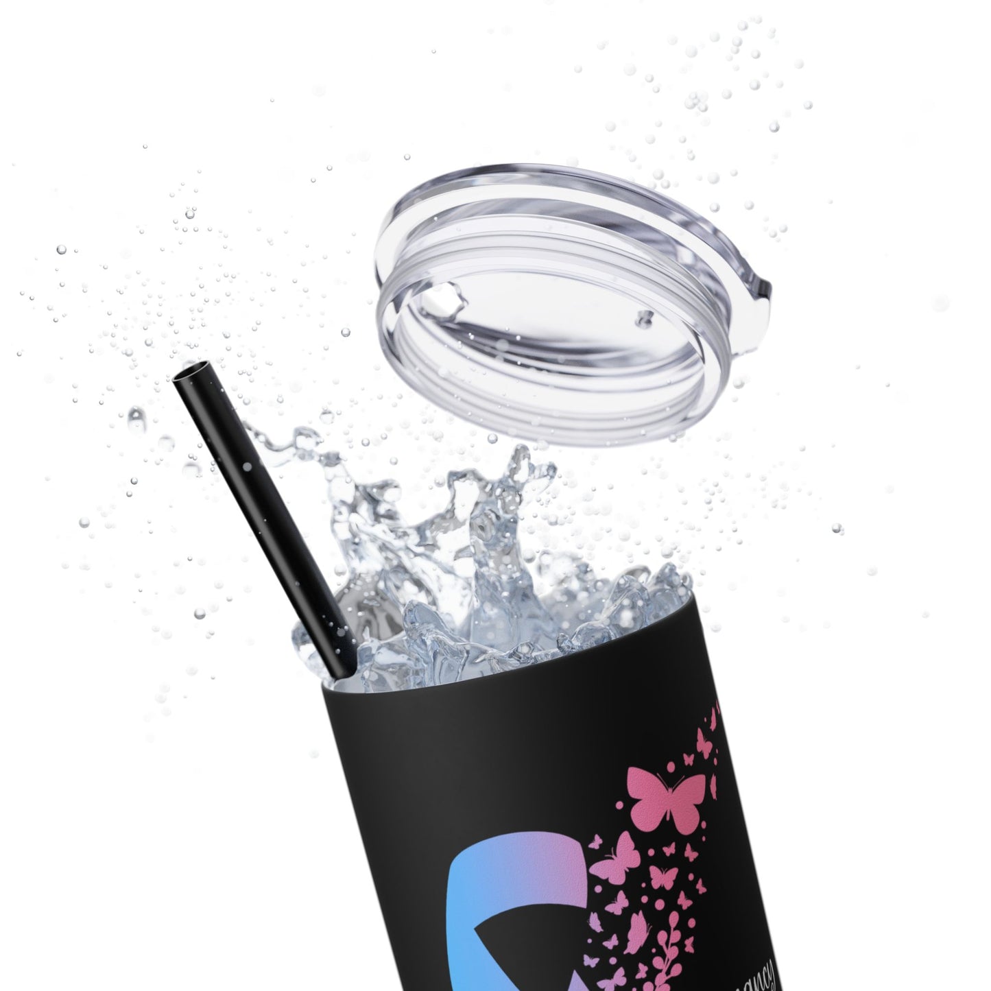 PAIL Awareness Ribbon with Butterflies—Baby Loss Awareness and Remembrance (stainless steel tumbler)
