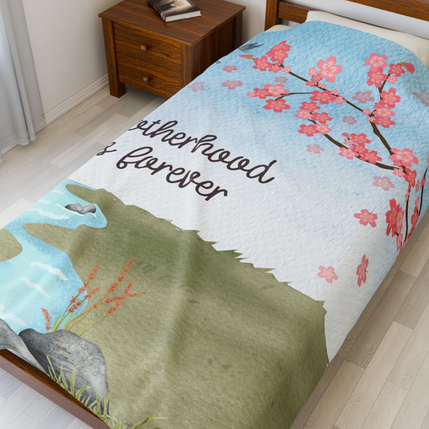 Cherry Blossoms Motherhood/Fatherhood is Forever—I'm a Bereaved Parent (minky velveteen blanket)