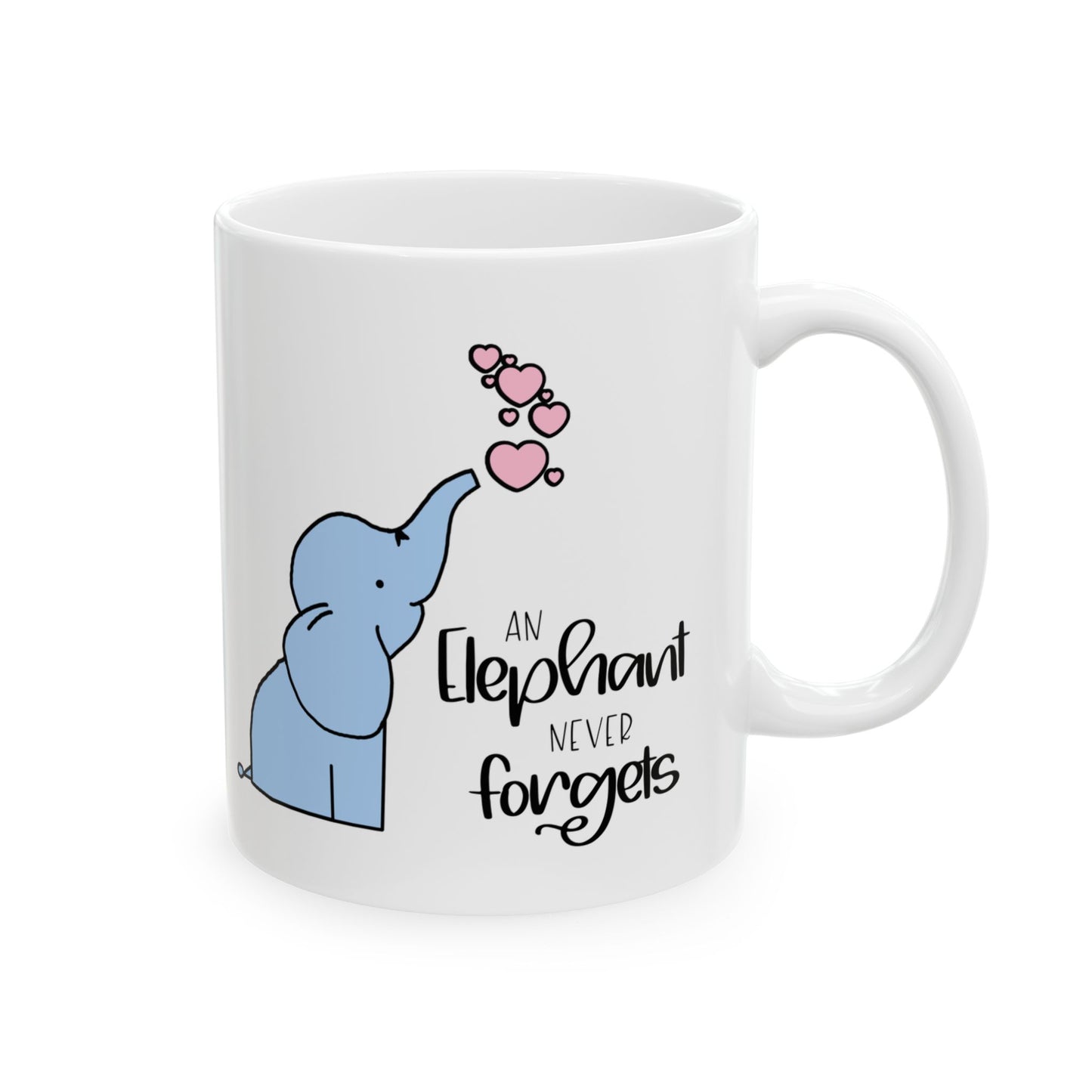 Cartoon Elephant Never Forgets—Baby Loss Remembrance (ceramic coffee mug)