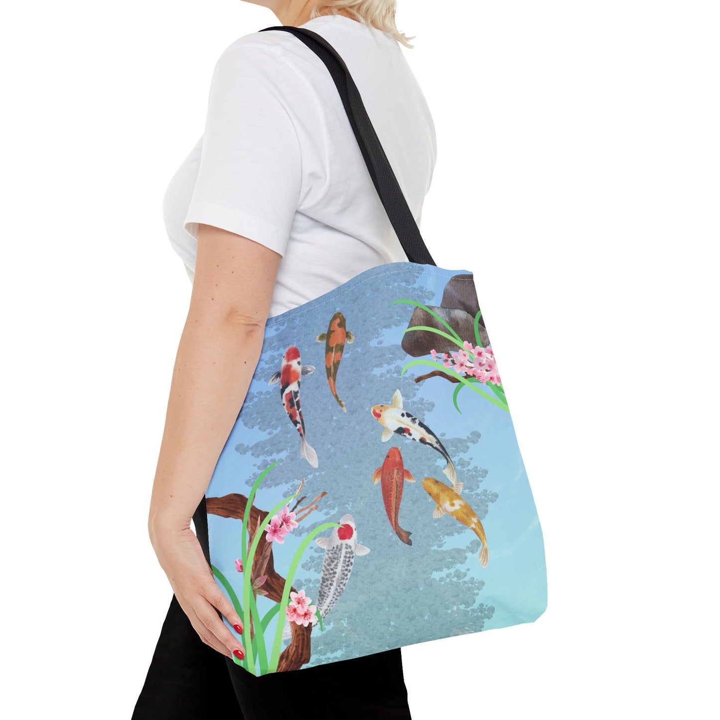 Koi Fish Swimming—Nature Scenery (poly tote bag)