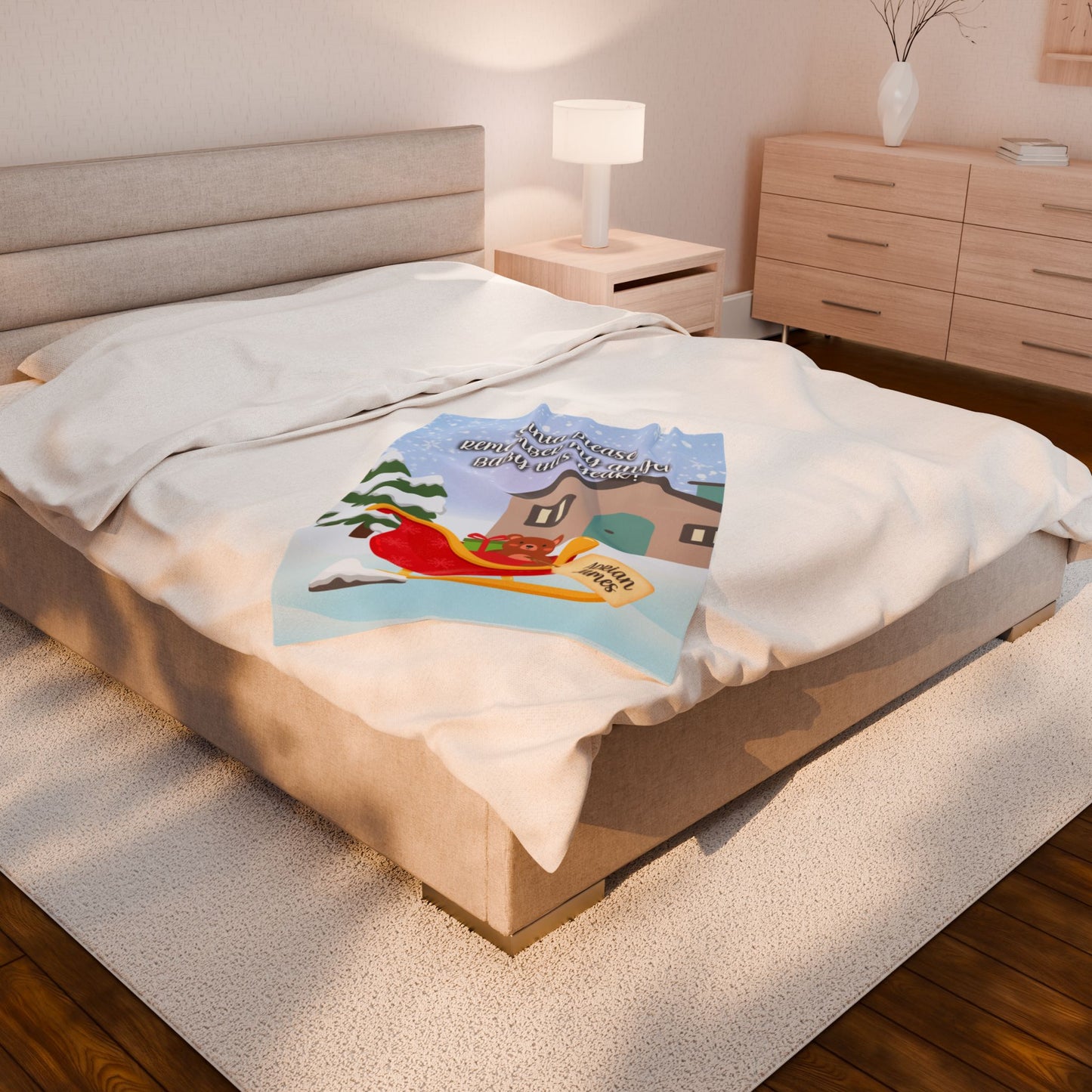 Santa please remember my angel baby w/Sleigh, Personalizable w/Name—Baby Loss Remembrance (minky velveteen blanket)