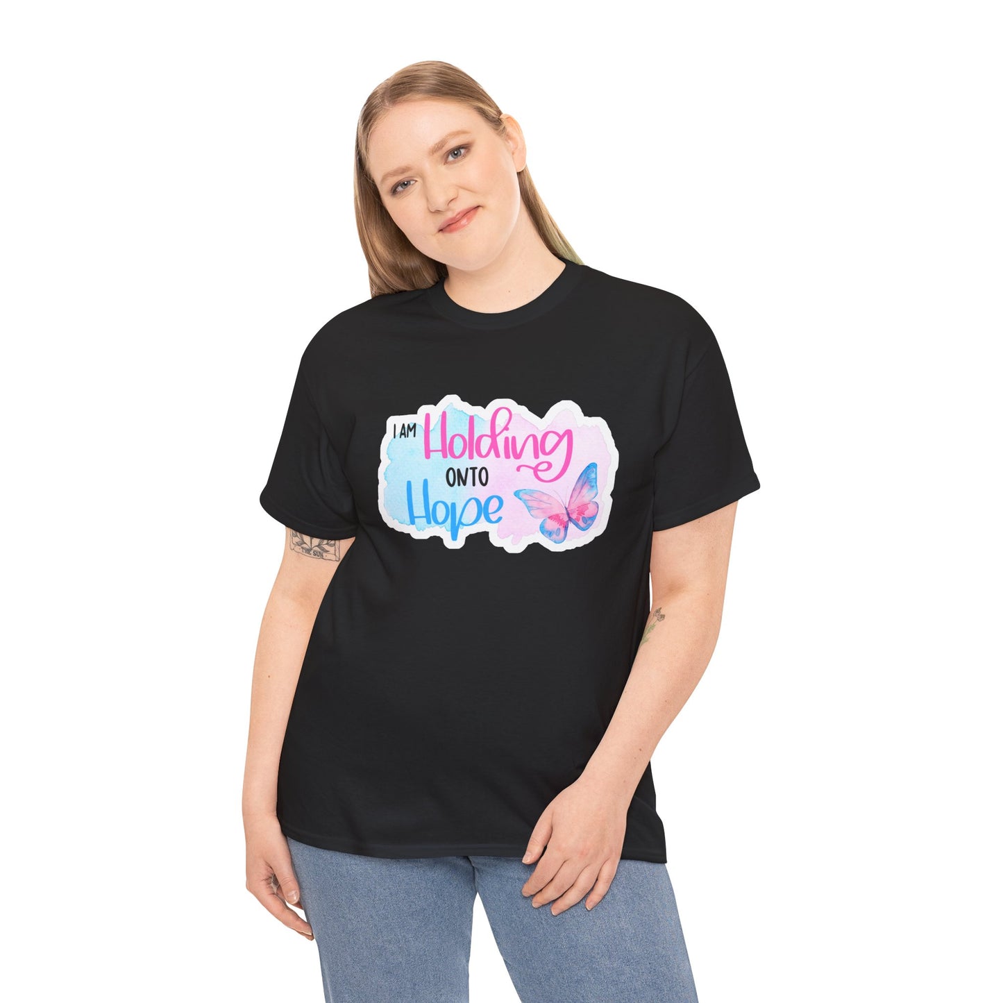 I am Holding onto Hope w/Butterfly—Life after Pregnancy Loss (unisex T-shirt)