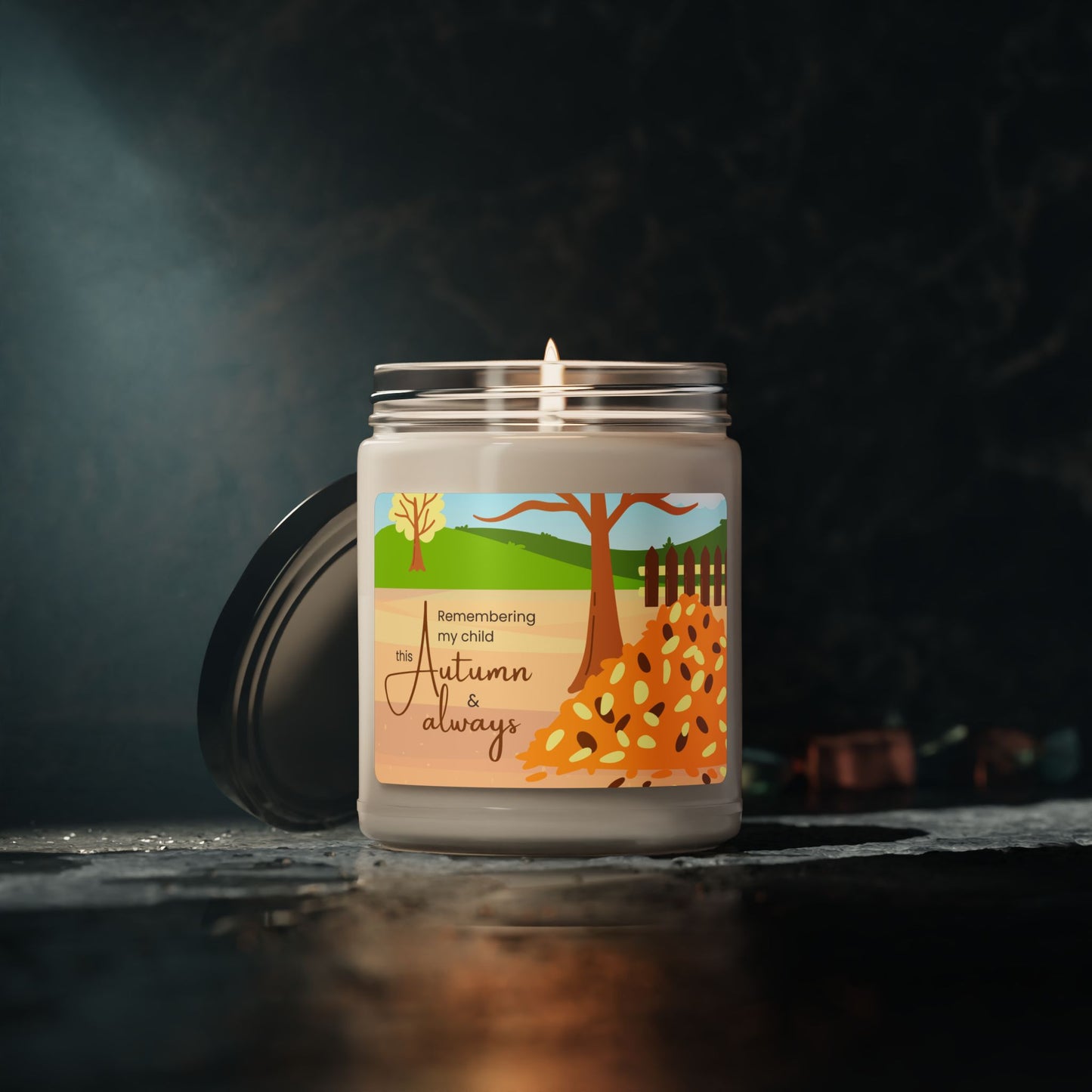 Autumn Leaves; Remembering my Child this Autumn and Always—Baby Loss Remembrance (9 oz soy candle)