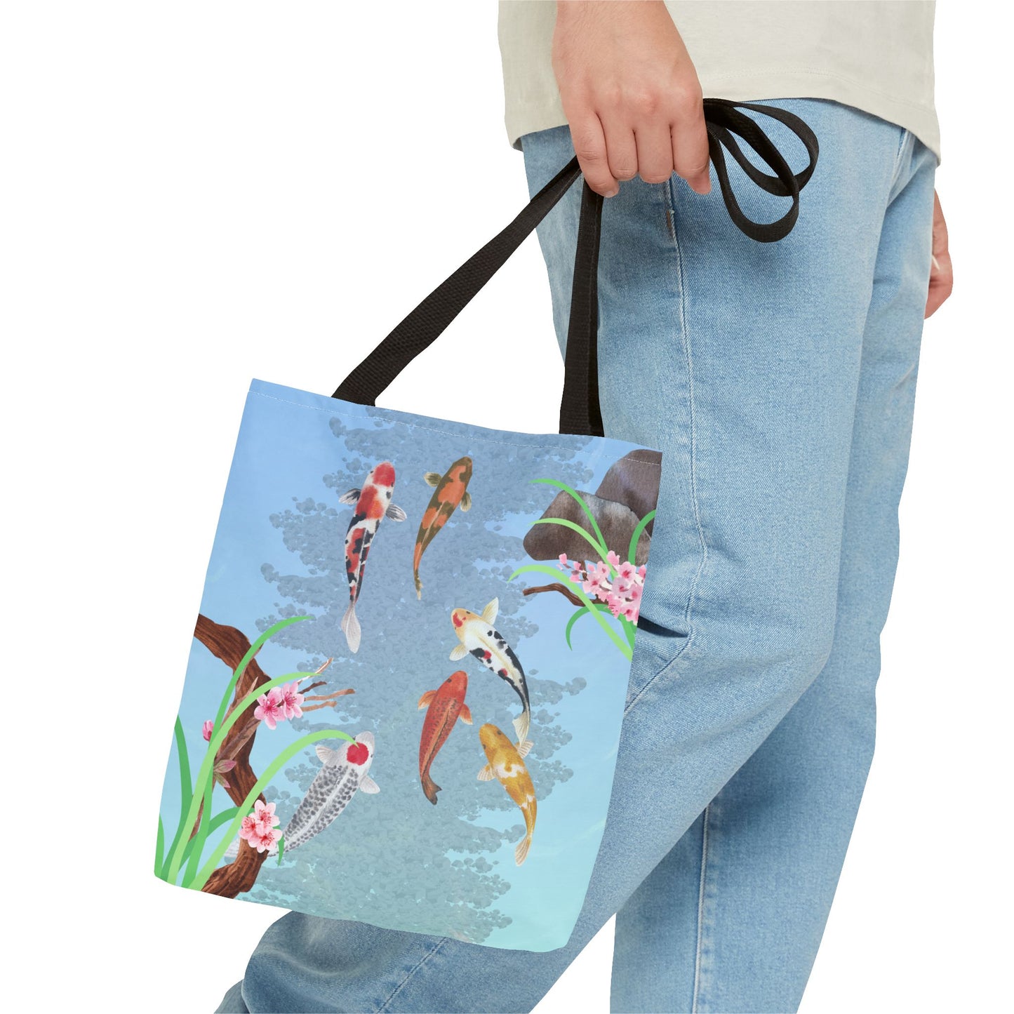 Koi Fish Swimming—Nature Scenery (poly tote bag)