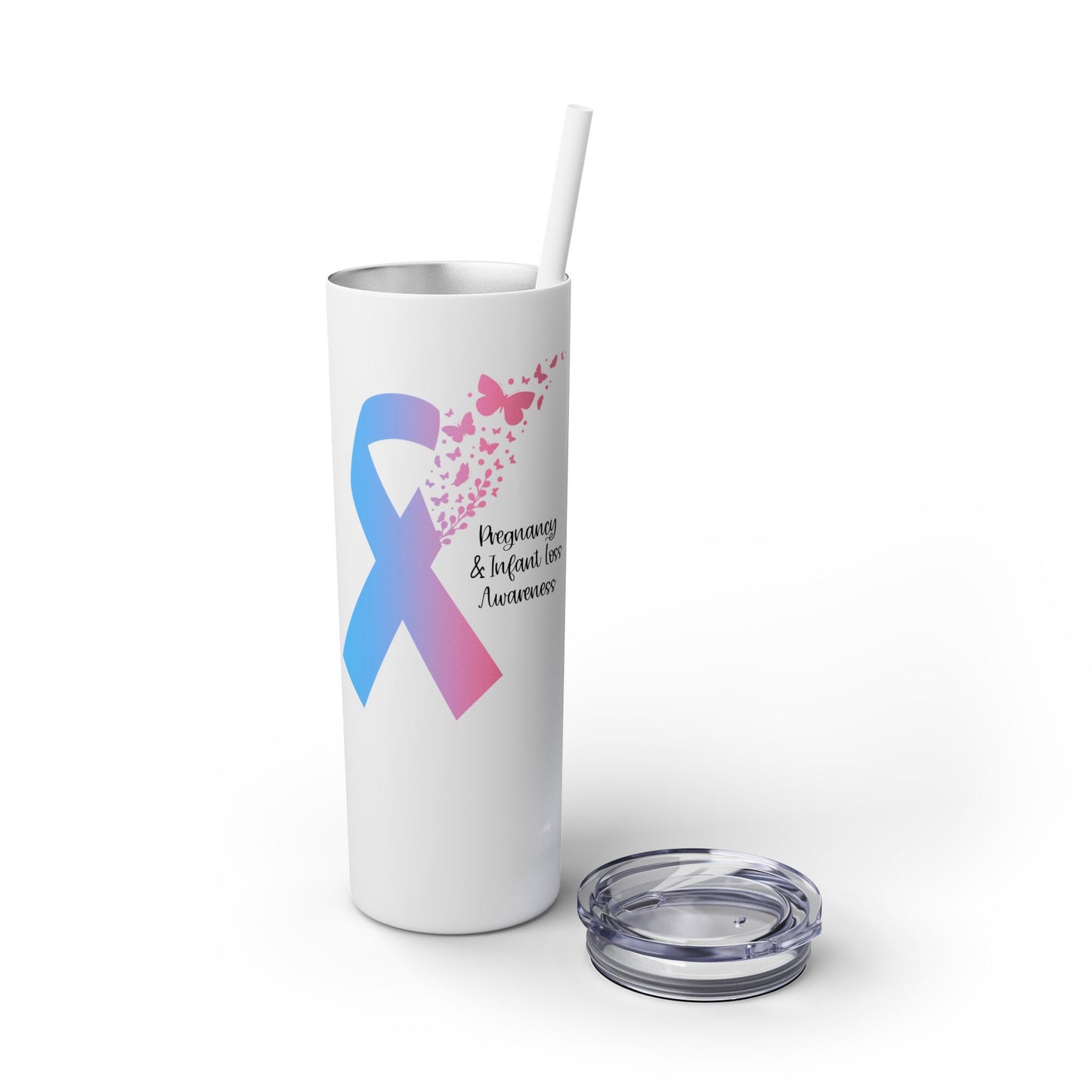 PAIL Awareness Ribbon with Butterflies—Baby Loss Awareness and Remembrance (stainless steel tumbler)