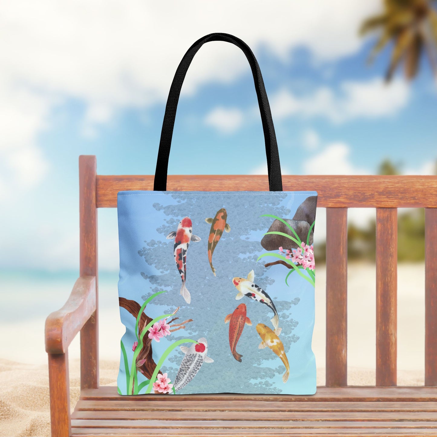 Koi Fish Swimming—Nature Scenery (poly tote bag)