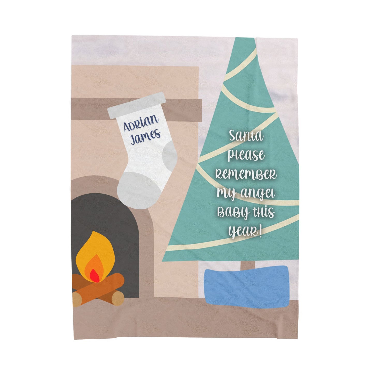 Santa please remember my angel baby w/Tree, Personalizable w/Name—Baby Loss Remembrance (minky velveteen blanket)