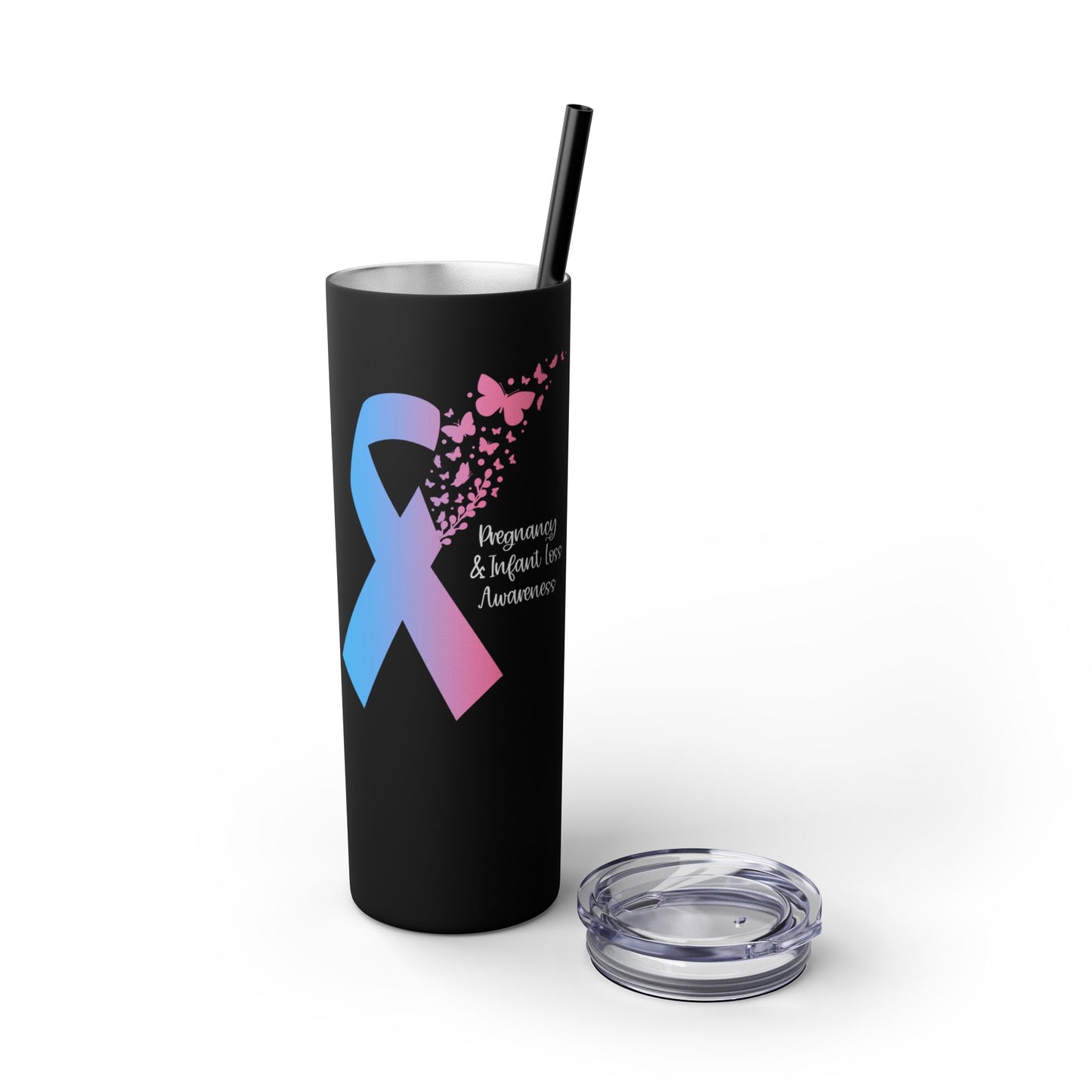 PAIL Awareness Ribbon with Butterflies—Baby Loss Awareness and Remembrance (stainless steel tumbler)
