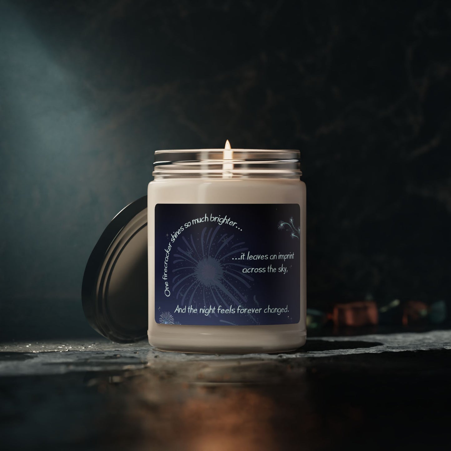 One firecracker shines so much brighter it leaves an imprint across the sky—Baby Loss Remembrance (9 oz soy candle)