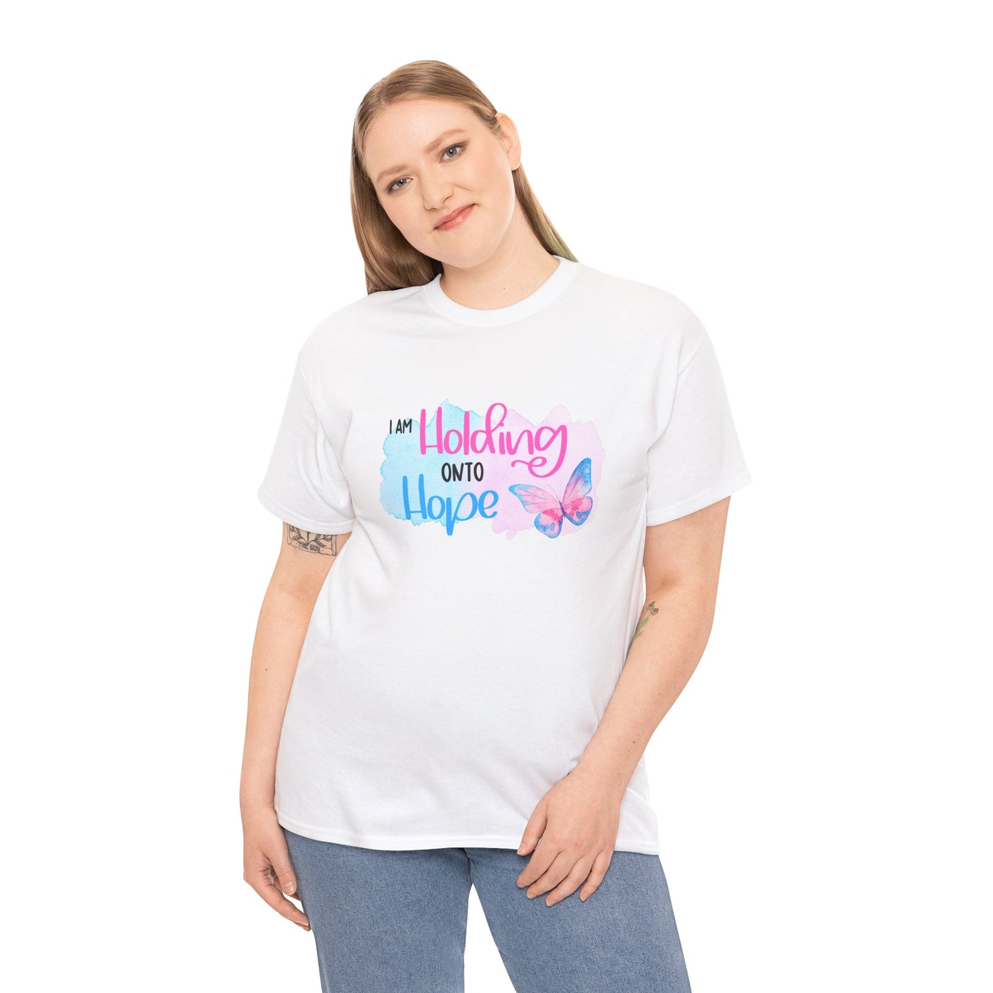 I am Holding onto Hope w/Butterfly—Life after Pregnancy Loss (unisex T-shirt)