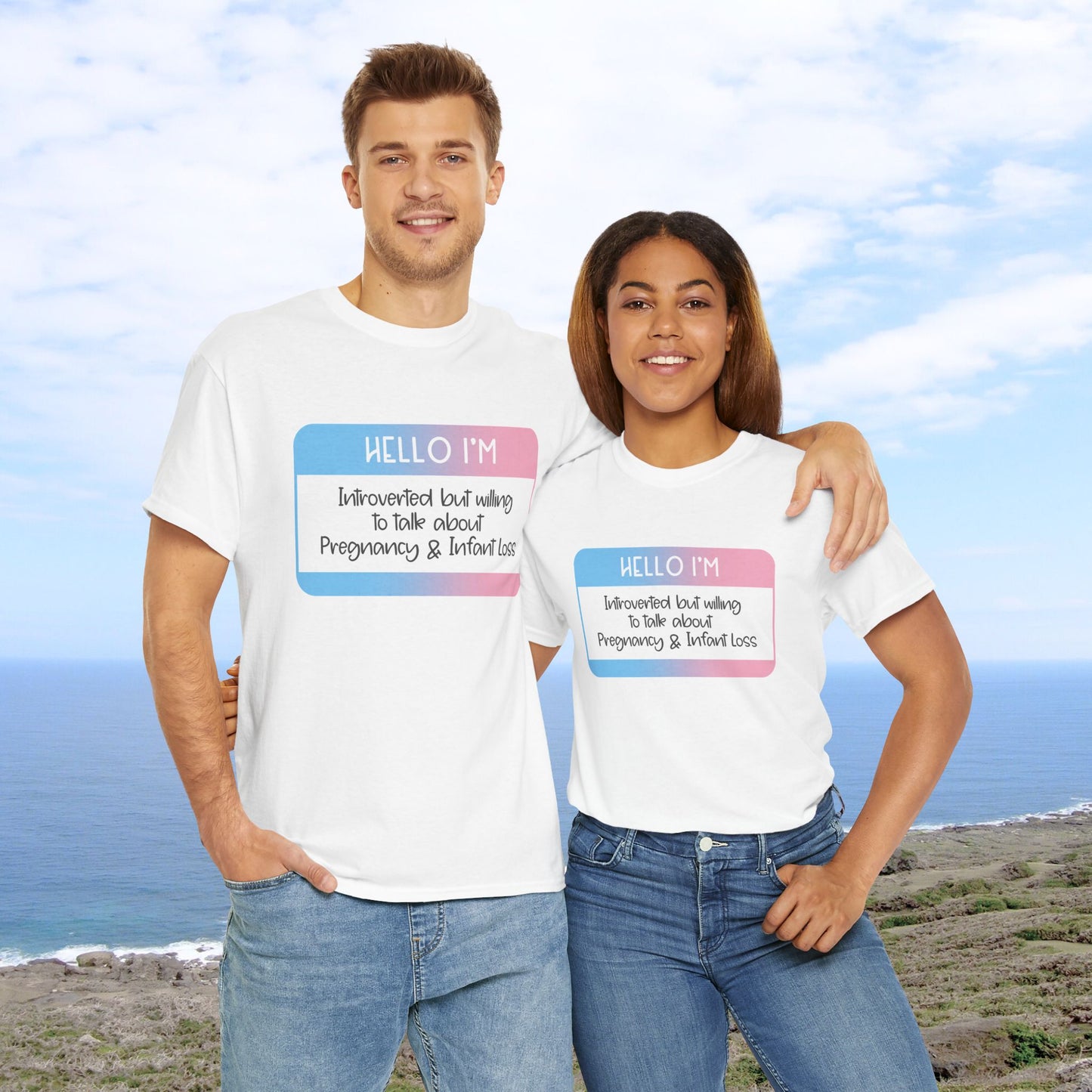 Hello I'm Introverted but willing to talk about Pregnancy and Infant Loss—Baby Loss Awareness and Remembrance (unisex T-shirt)