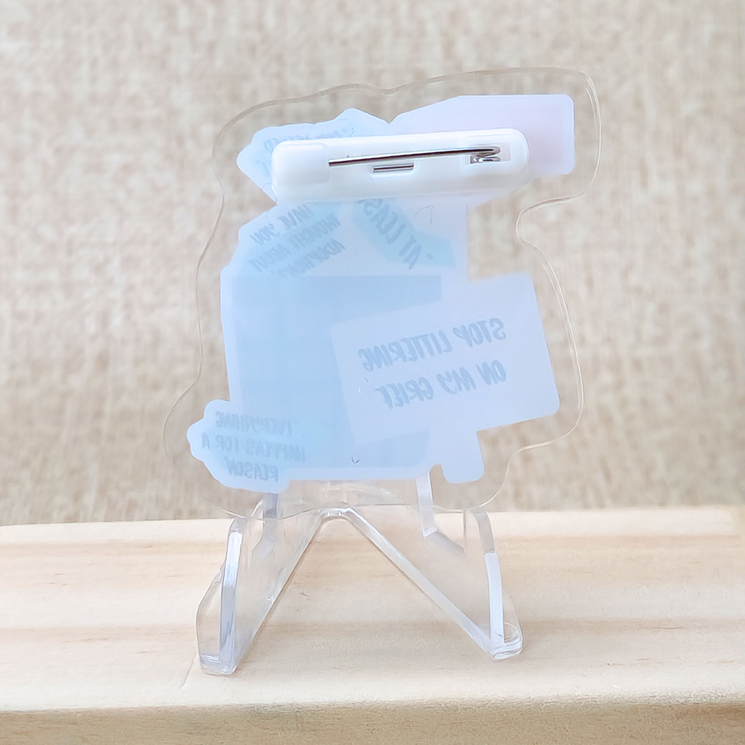 Platitudes in the Trash, Stop Littering on my Grief—Grief Awareness and Education (acrylic pin)
